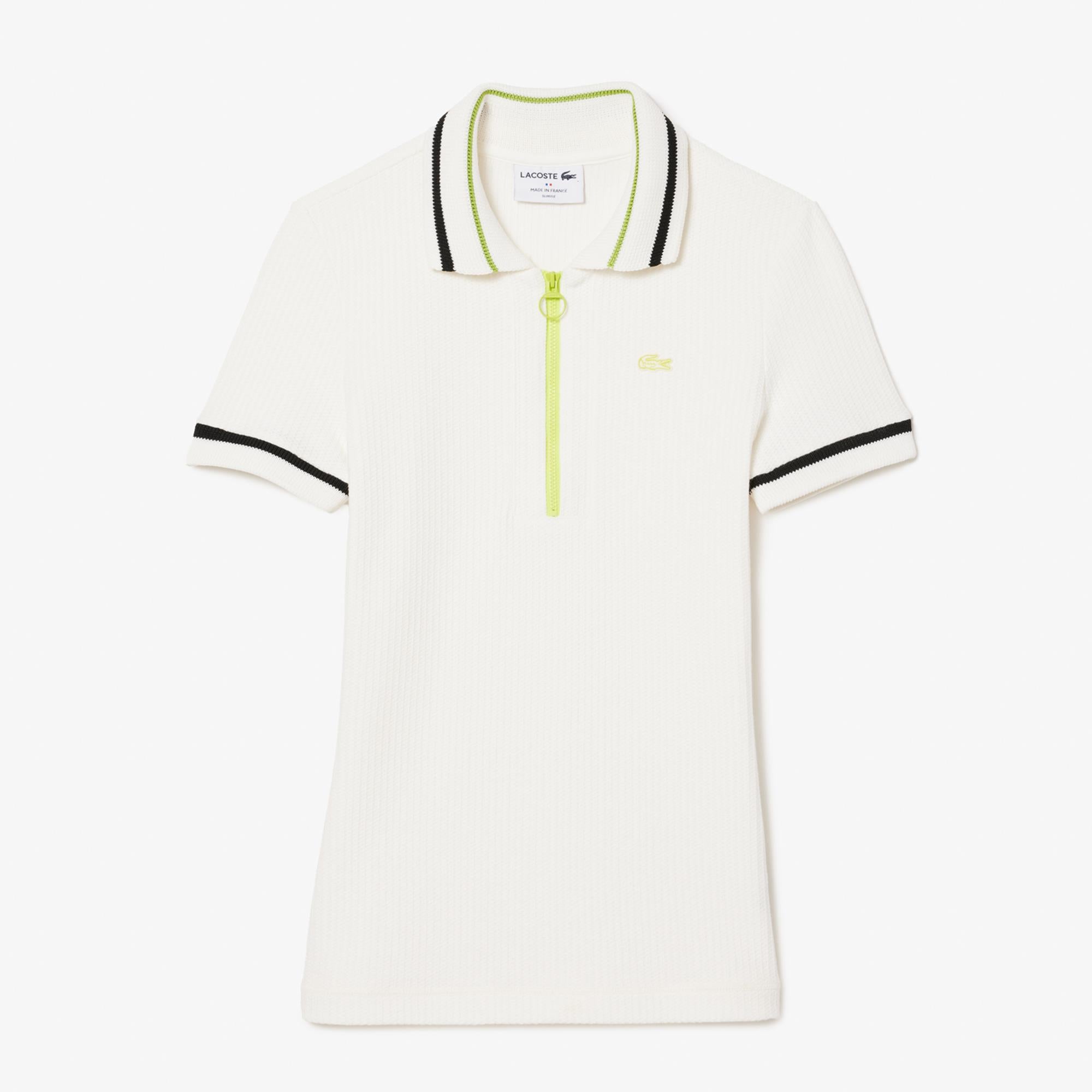 Ladies Lacoste French Made Slim fit Pique Polo Shirt White