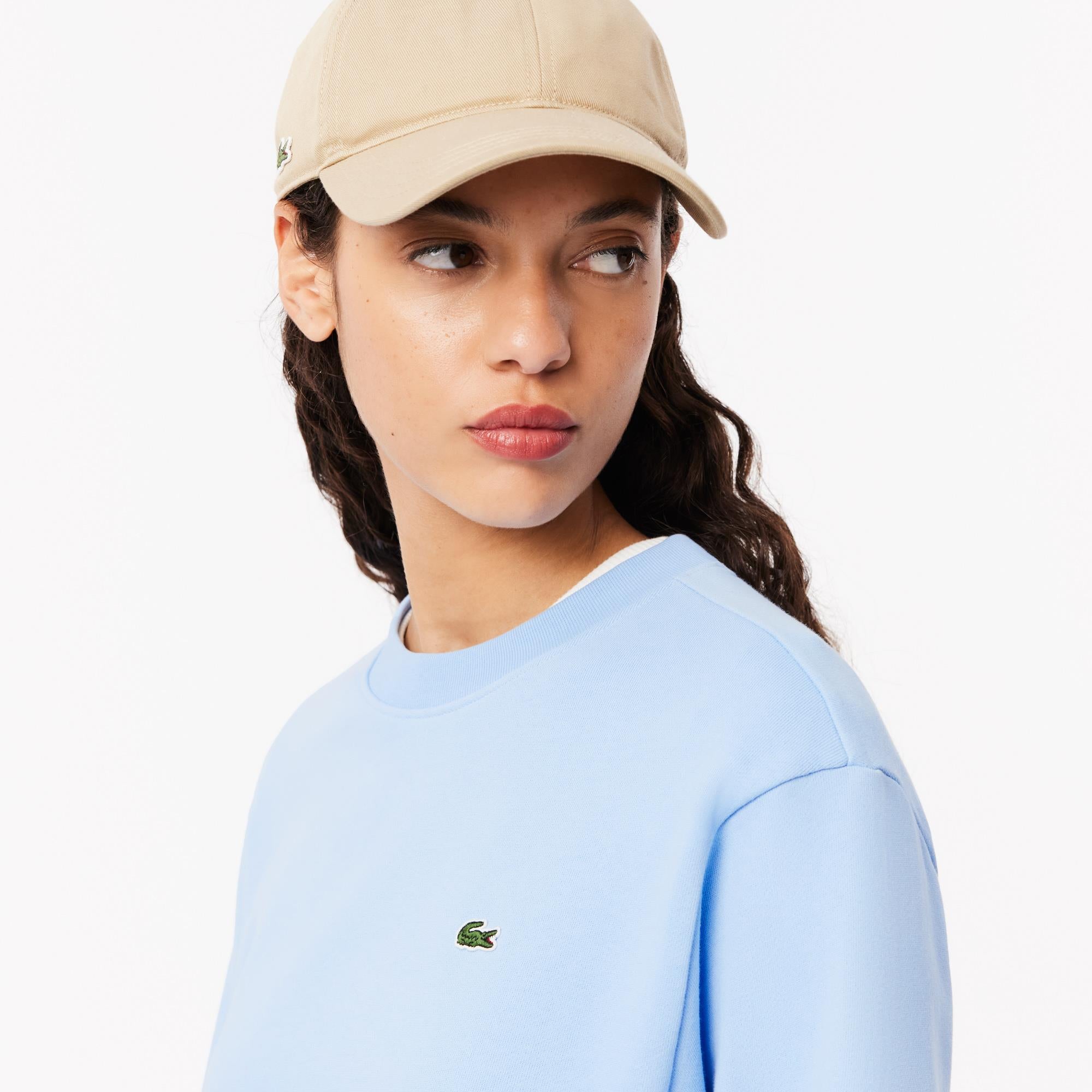 Ladies Lacoste Fleece Crew Neck Sweatshirt Pale Blue