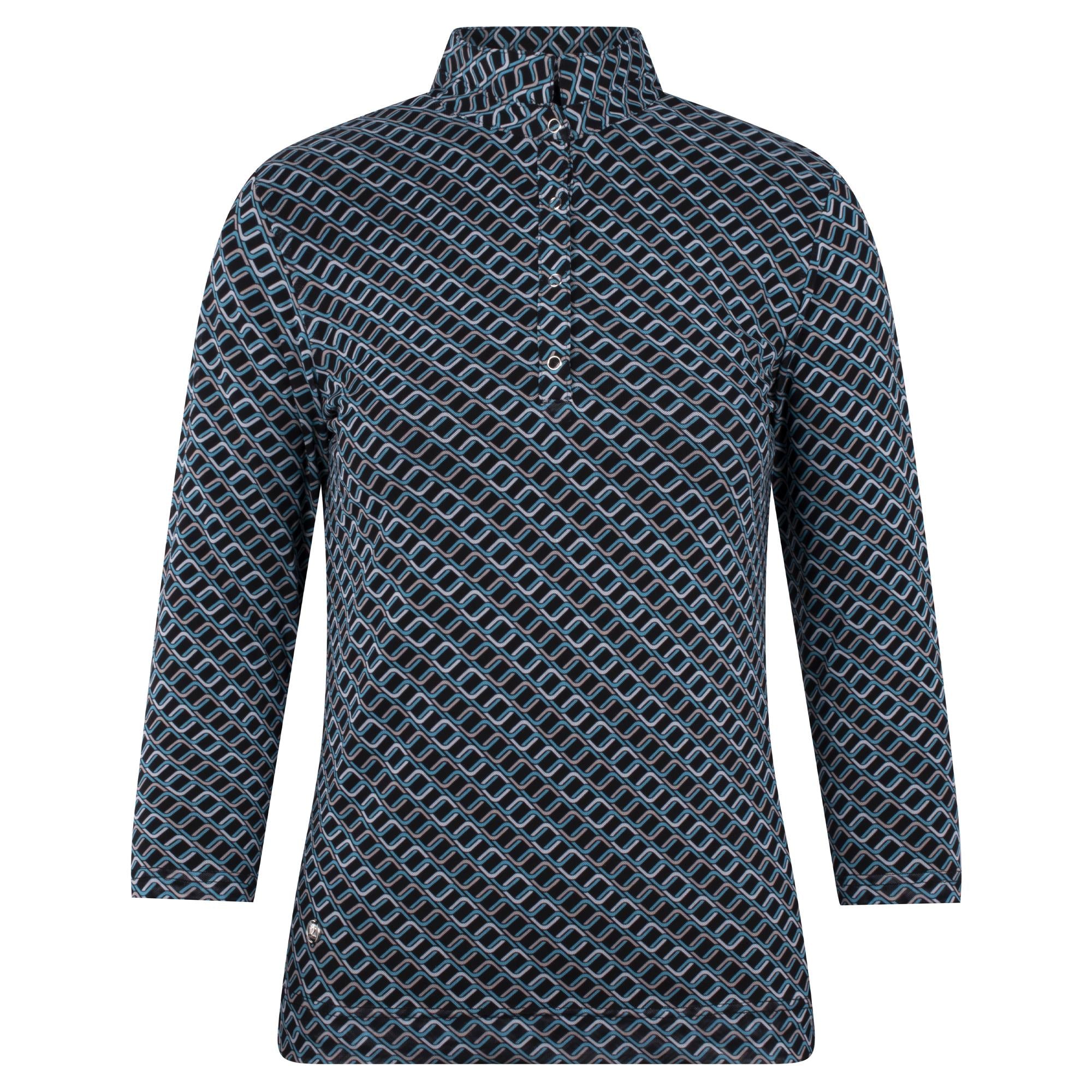 Daily Sports Valente Mesh Ladies 3/4 Sleeve Golf Polo Shirt Geo Tribe