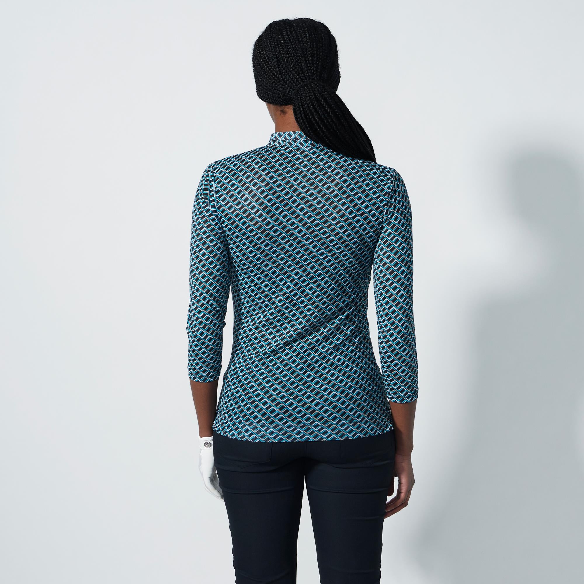 Daily Sports Valente Mesh Ladies 3/4 Sleeve Golf Polo Shirt Geo Tribe