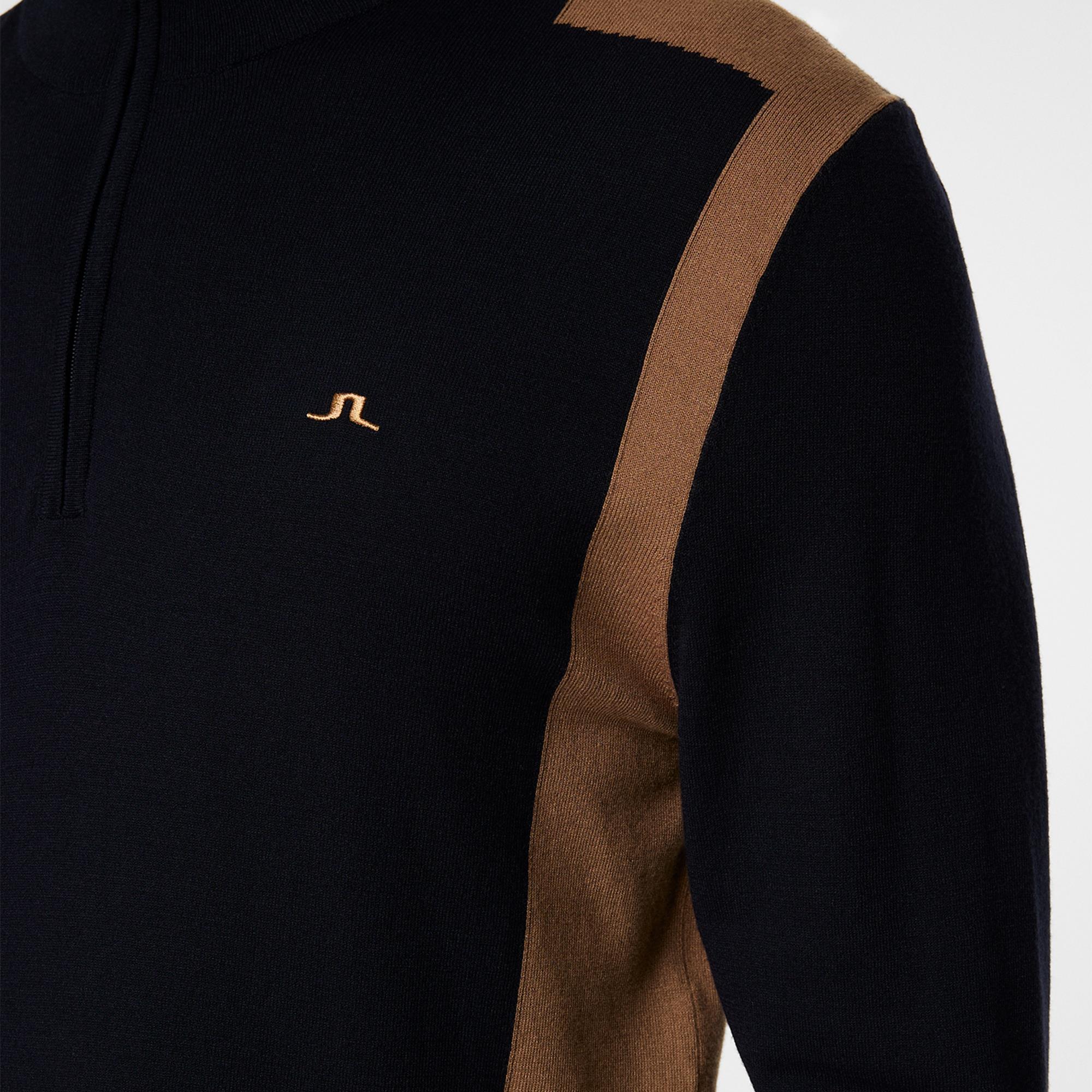 J Lindeberg Kendrick Knitted Quarter Zip Mens Sweater Tigers Eye