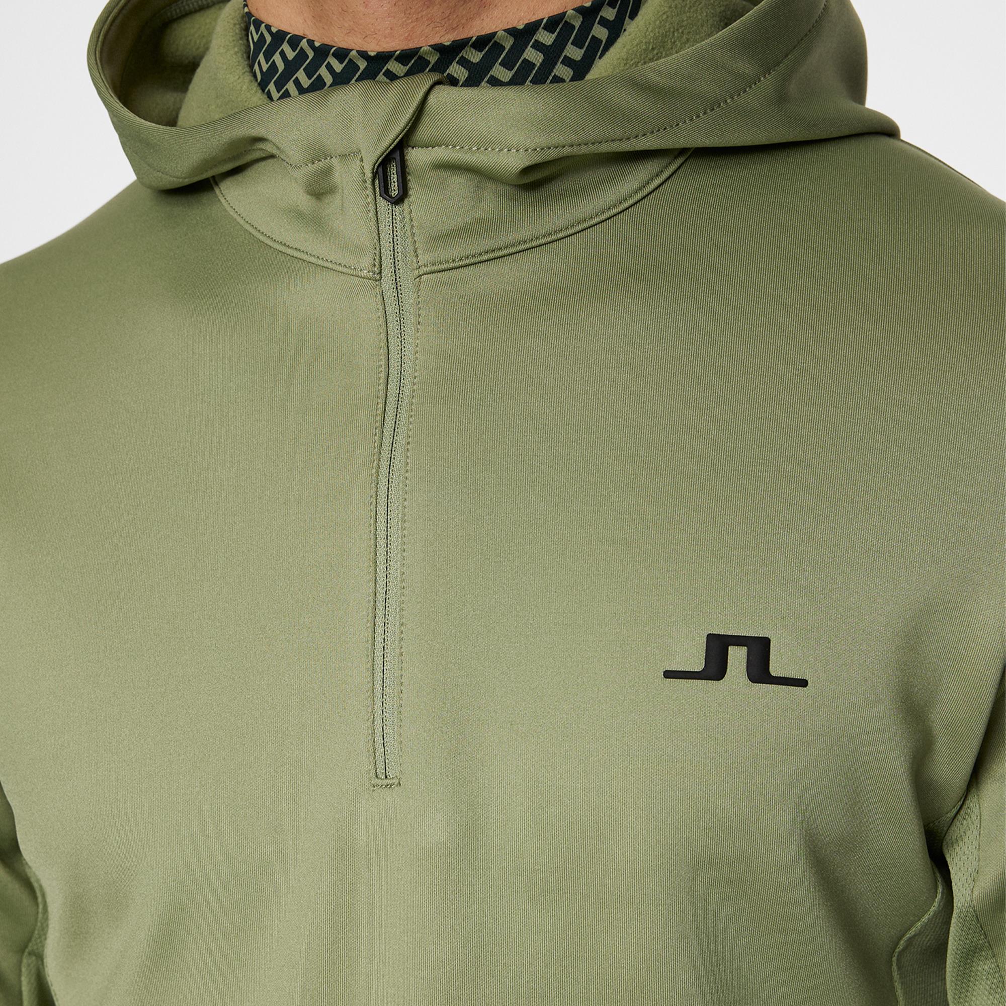 J Lindeberg Aerial Quarter Zip Mens Hoodie Oil Green