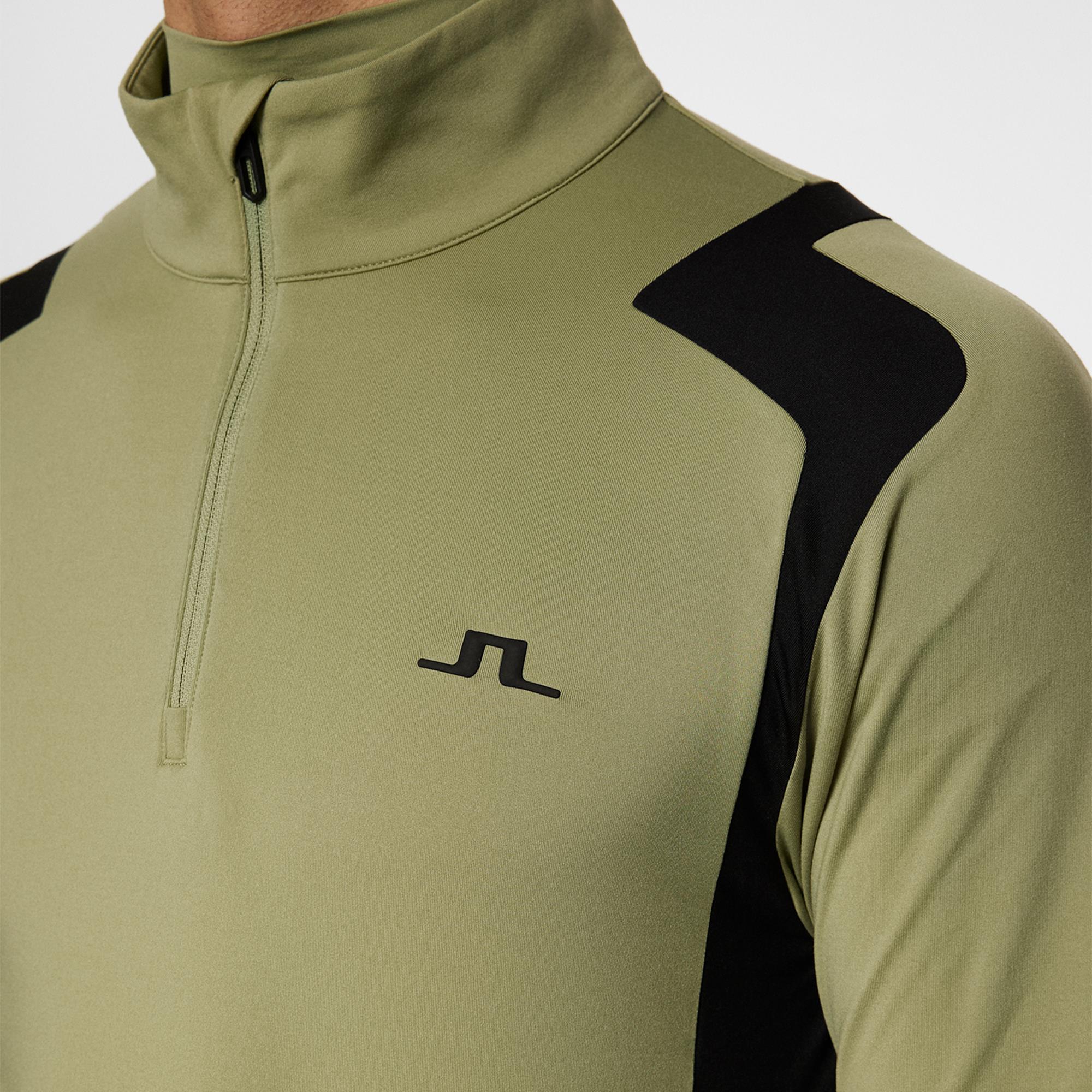 J Lindeberg Lukas Quarter Zip Mens Golf Mid Layer Oil Green