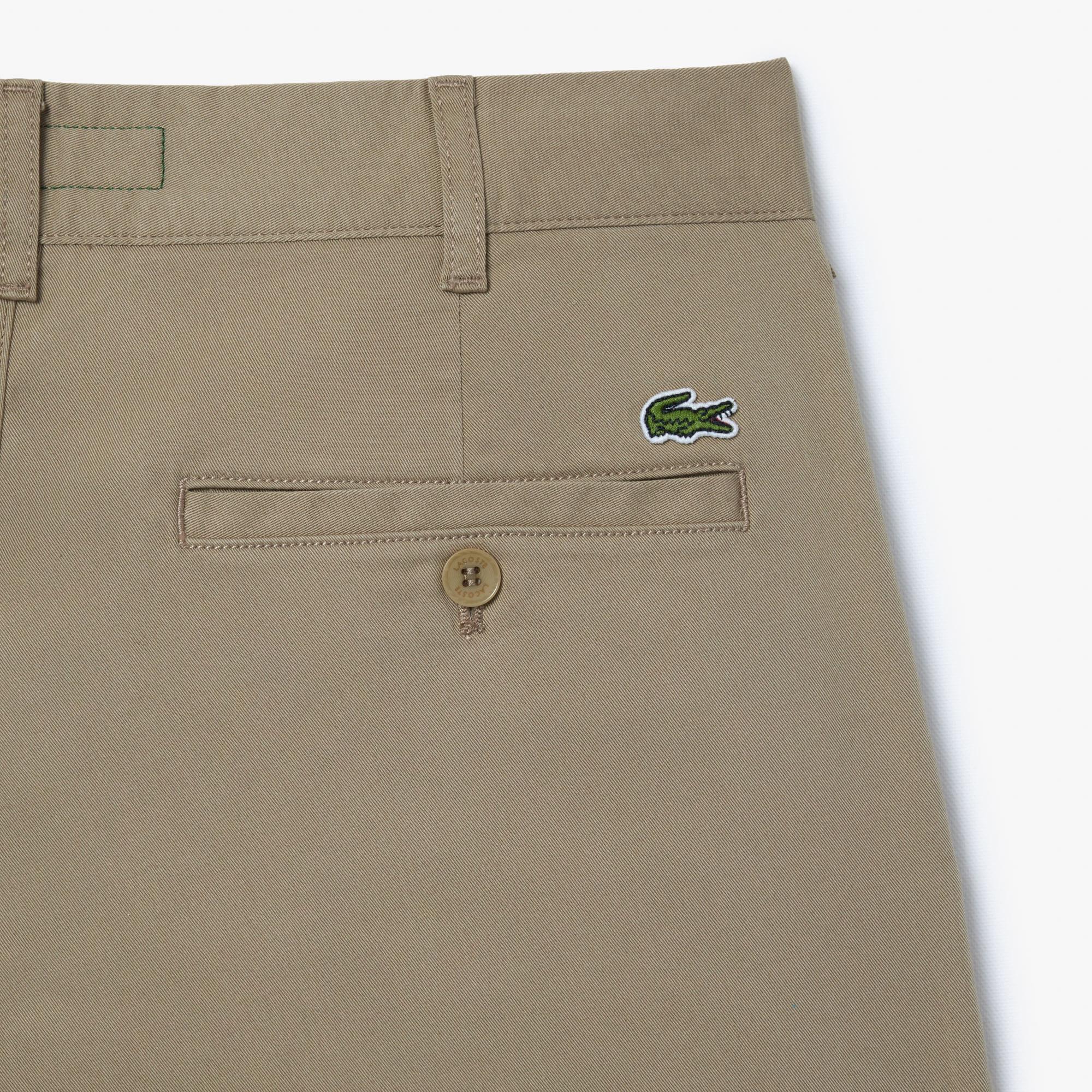 Lacoste Mens Slim Fit Cotton Chino Shorts Beige