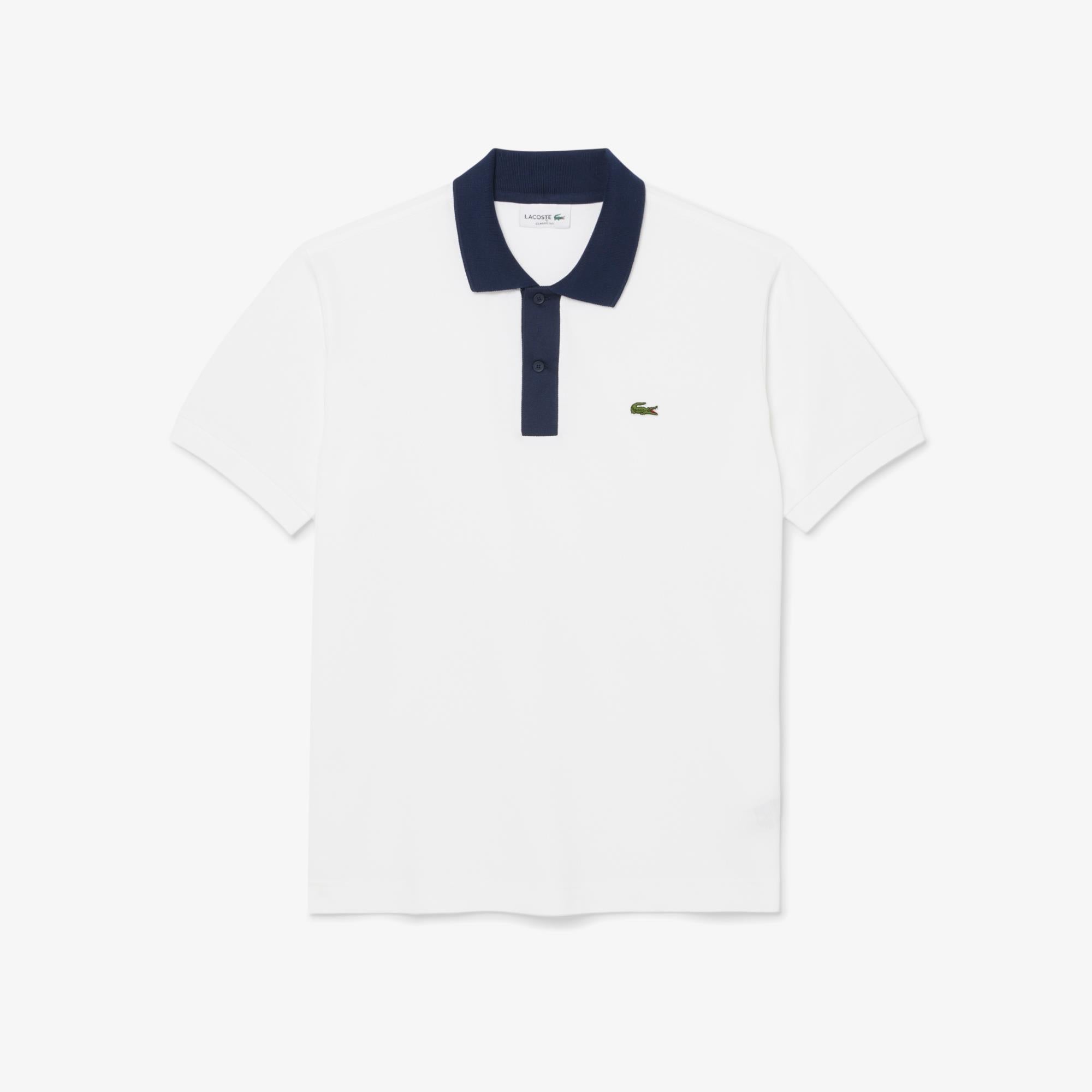 Lacoste Mens Contrast Collar Polo Shirt White