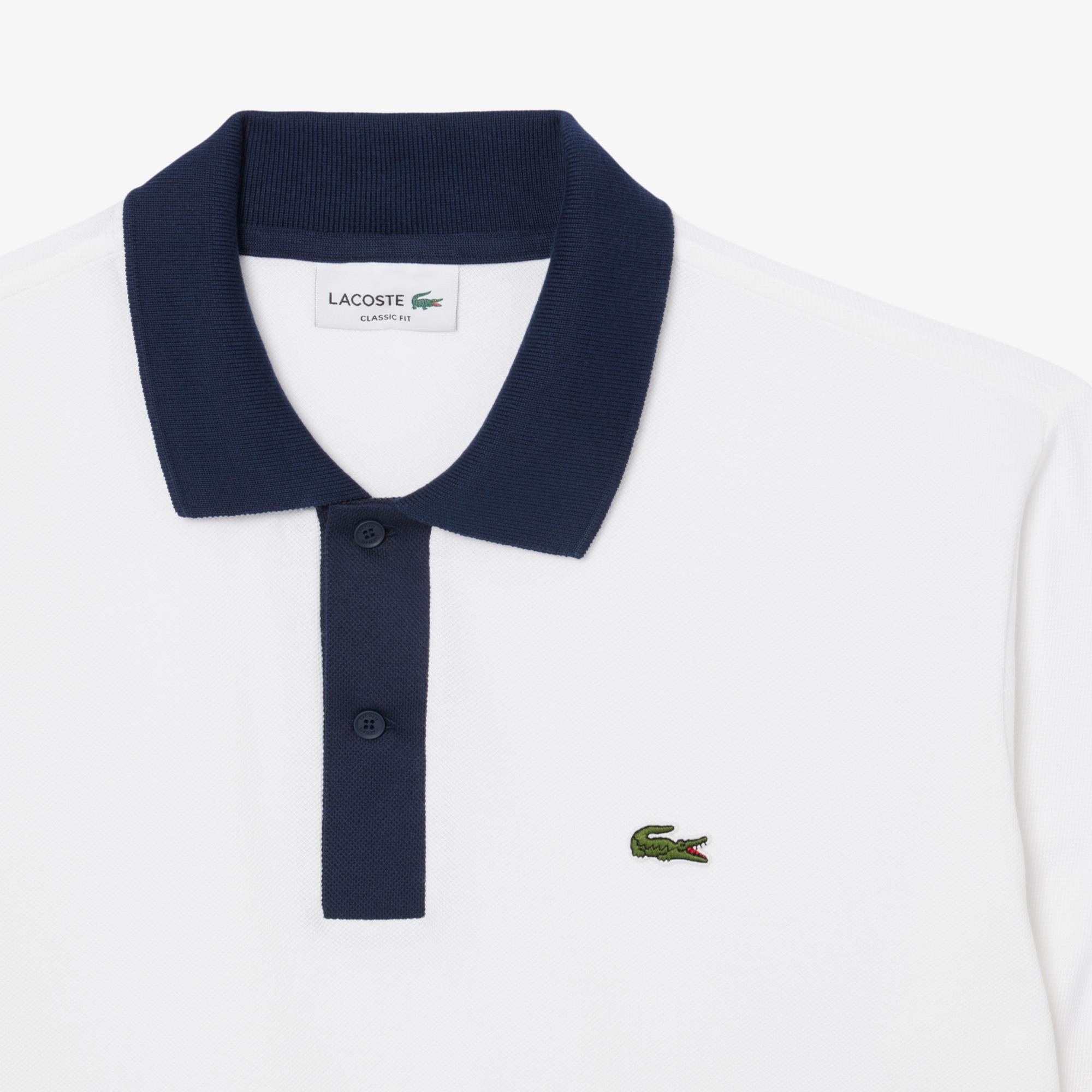Lacoste Mens Contrast Collar Polo Shirt White