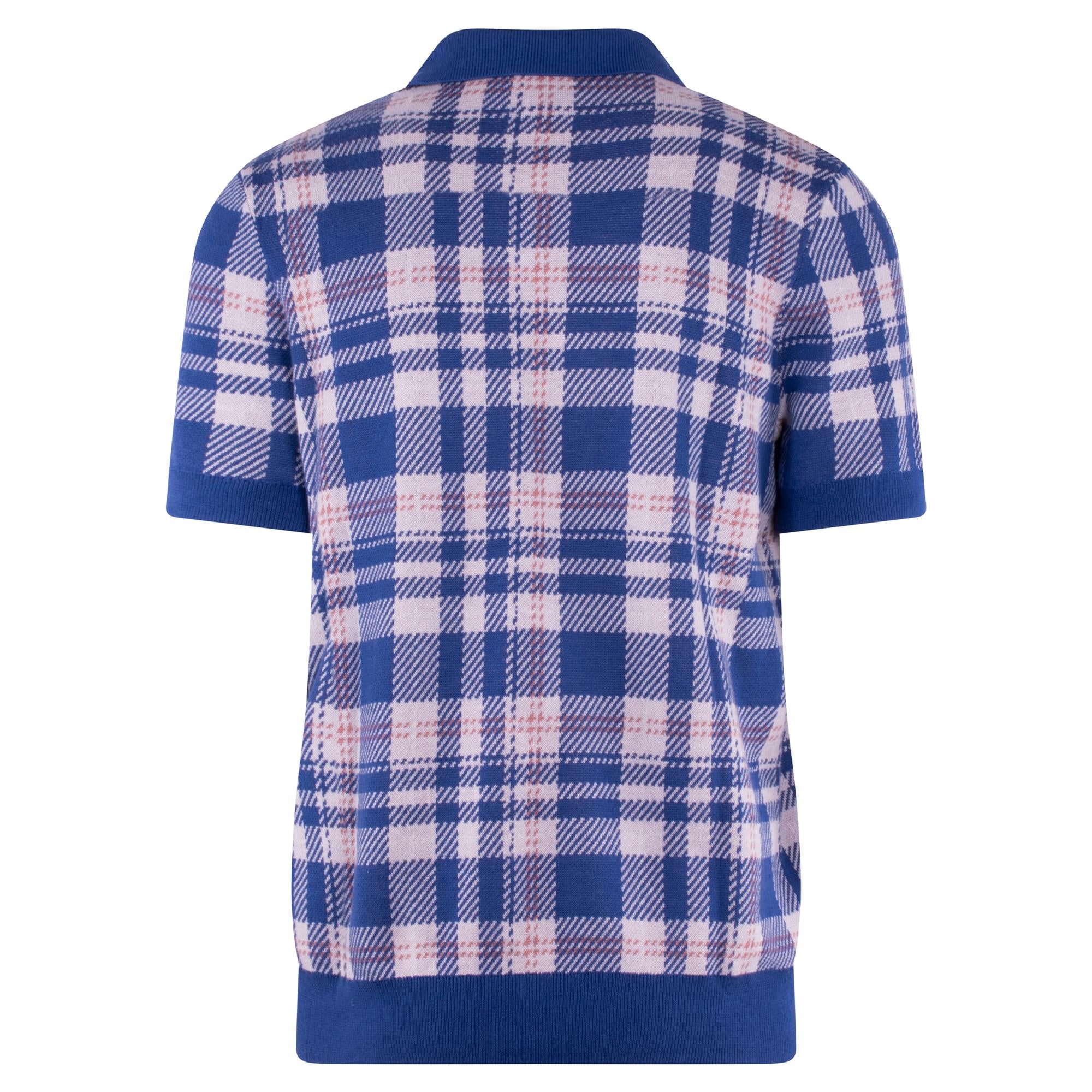 Lyle & Scott Spring Tartan Knitted Polo Mist Lilac