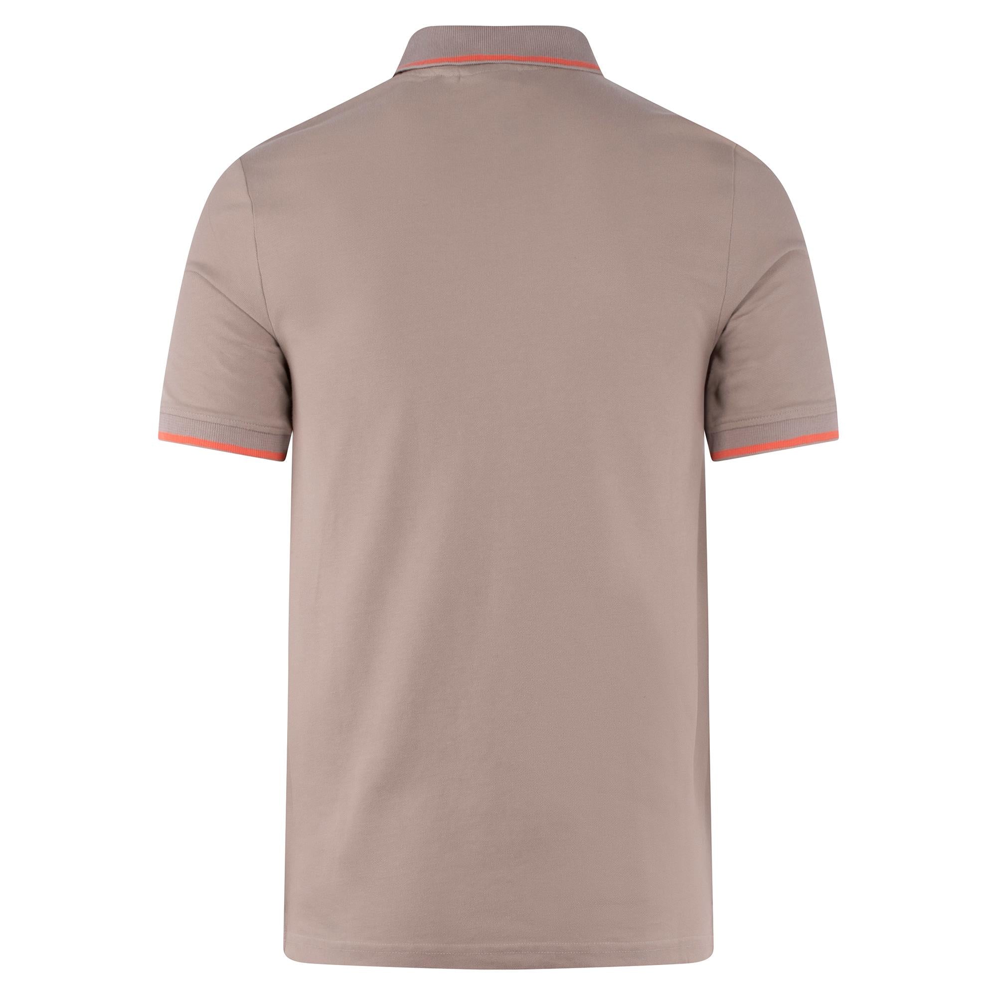 Lyle & Scott Tipped Mens Polo Shirt Pale Grey/Coral Stand