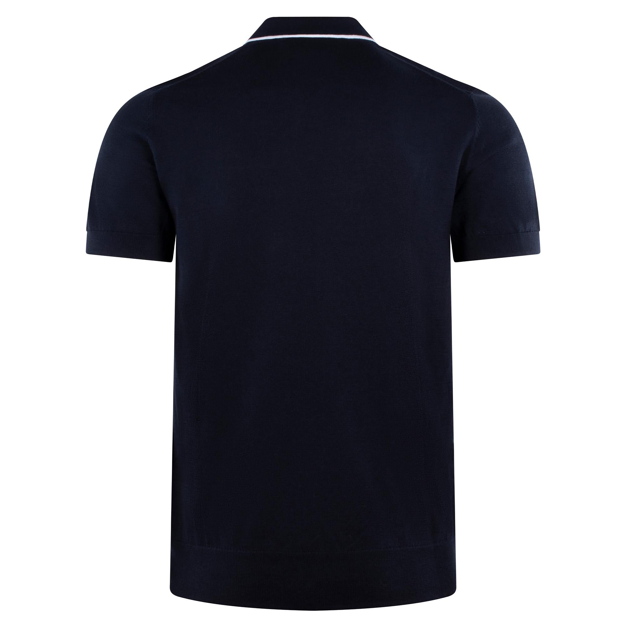 Lyle & Scott Tipped Knitted Open Collar Polo Dark Navy