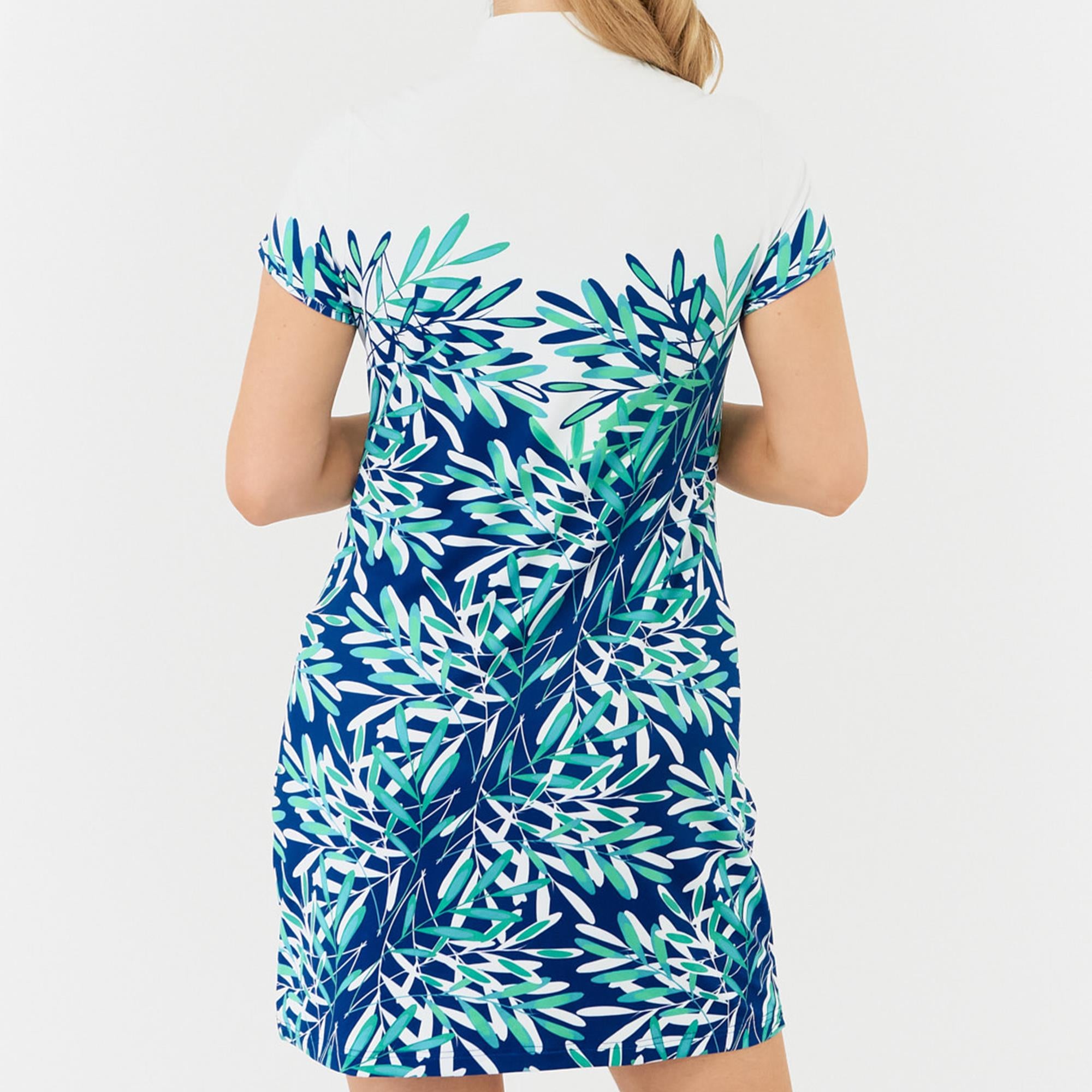 Pure Golf Carly Cap Sleeve Ladies Golf Dress Floating Palms Yale
