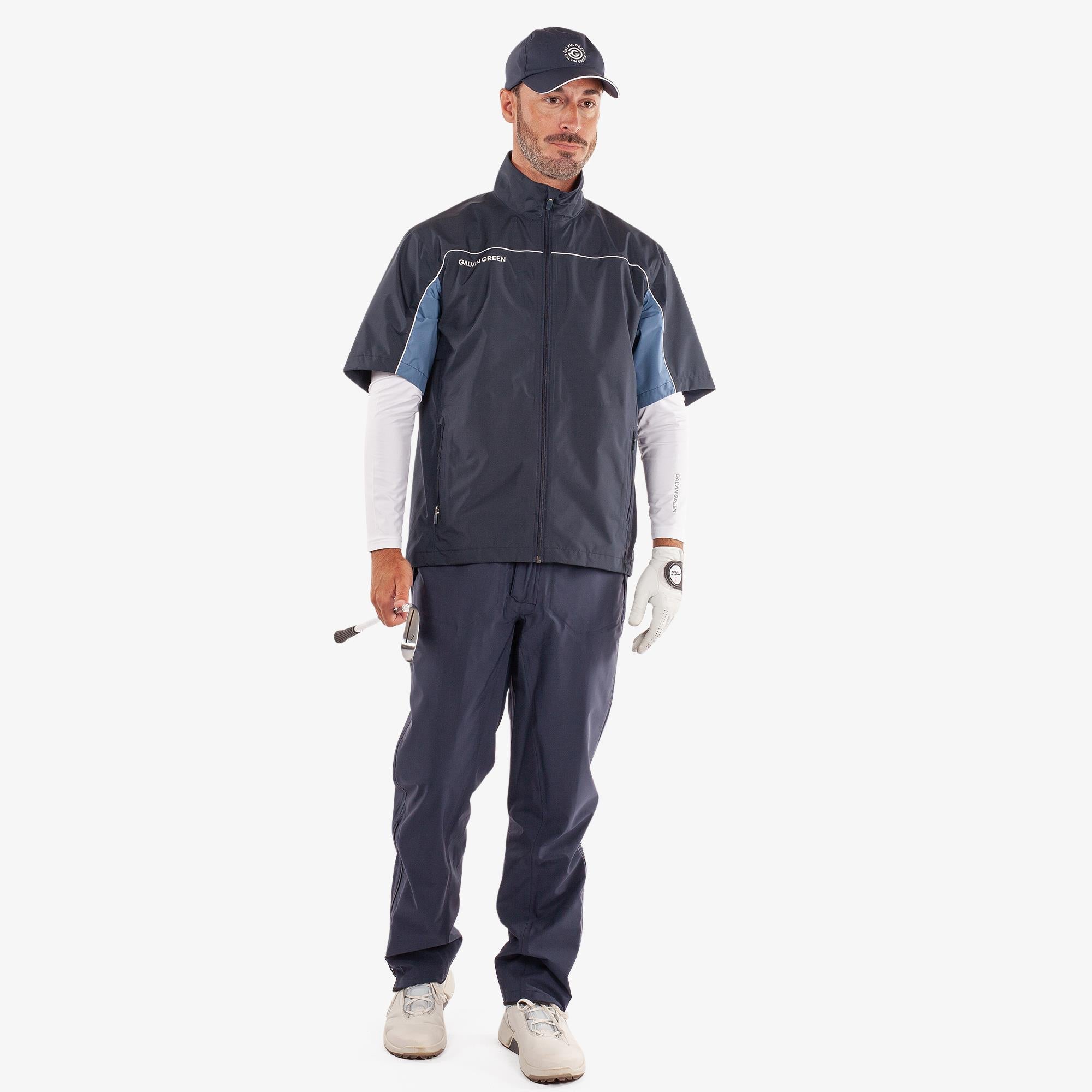 Galvin Green Air Dryvr Pertex Mens Short Sleeve Waterproof Golf Jacket Navy/Moonlight Blue