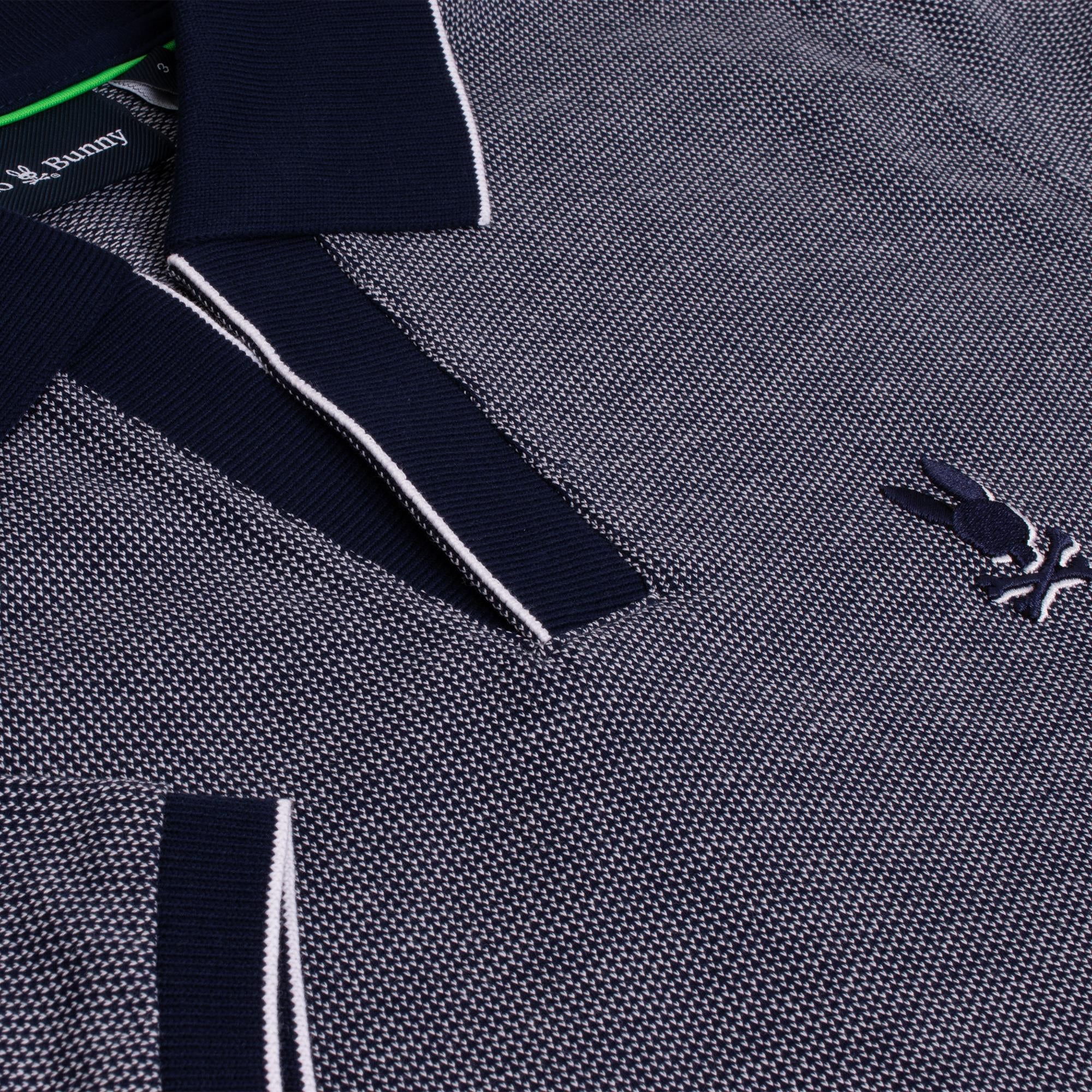 Psycho Bunny Mackay Jacquard Johnny Collar Polo Shirt Evening Blue