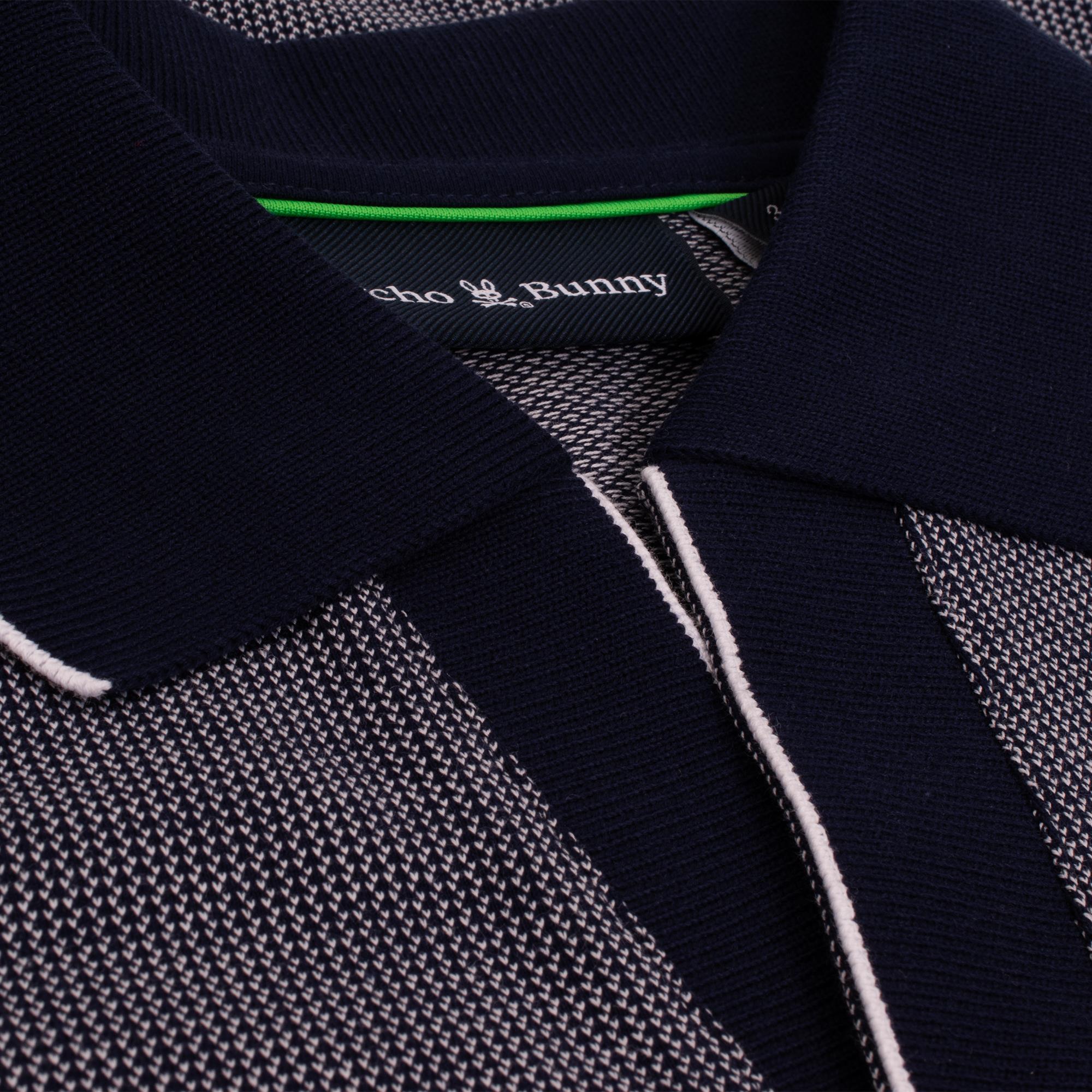 Psycho Bunny Mackay Jacquard Johnny Collar Polo Shirt Evening Blue