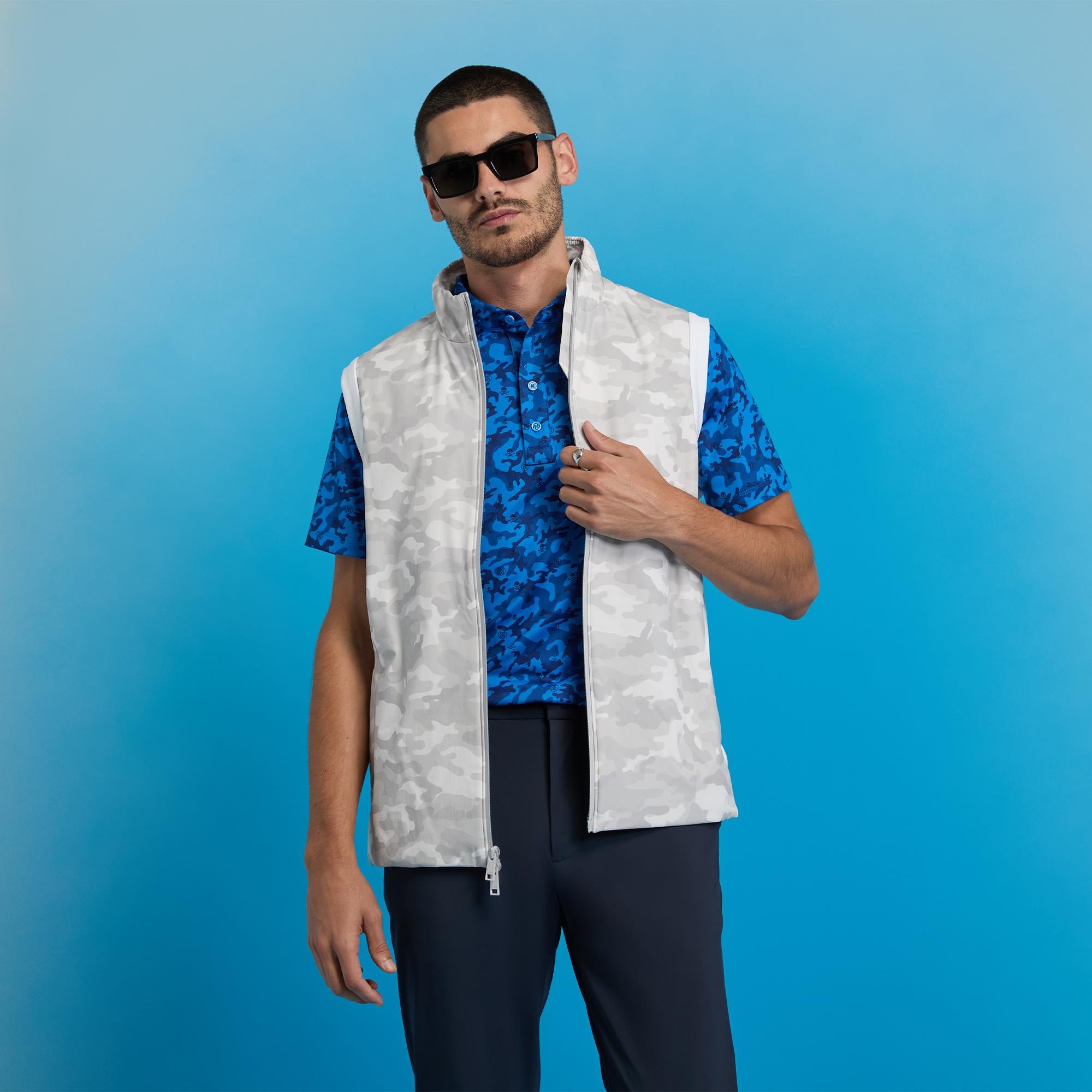 G/FORE Mapped Icon Camo Tech Jersey Mens Golf Polo Lisbon