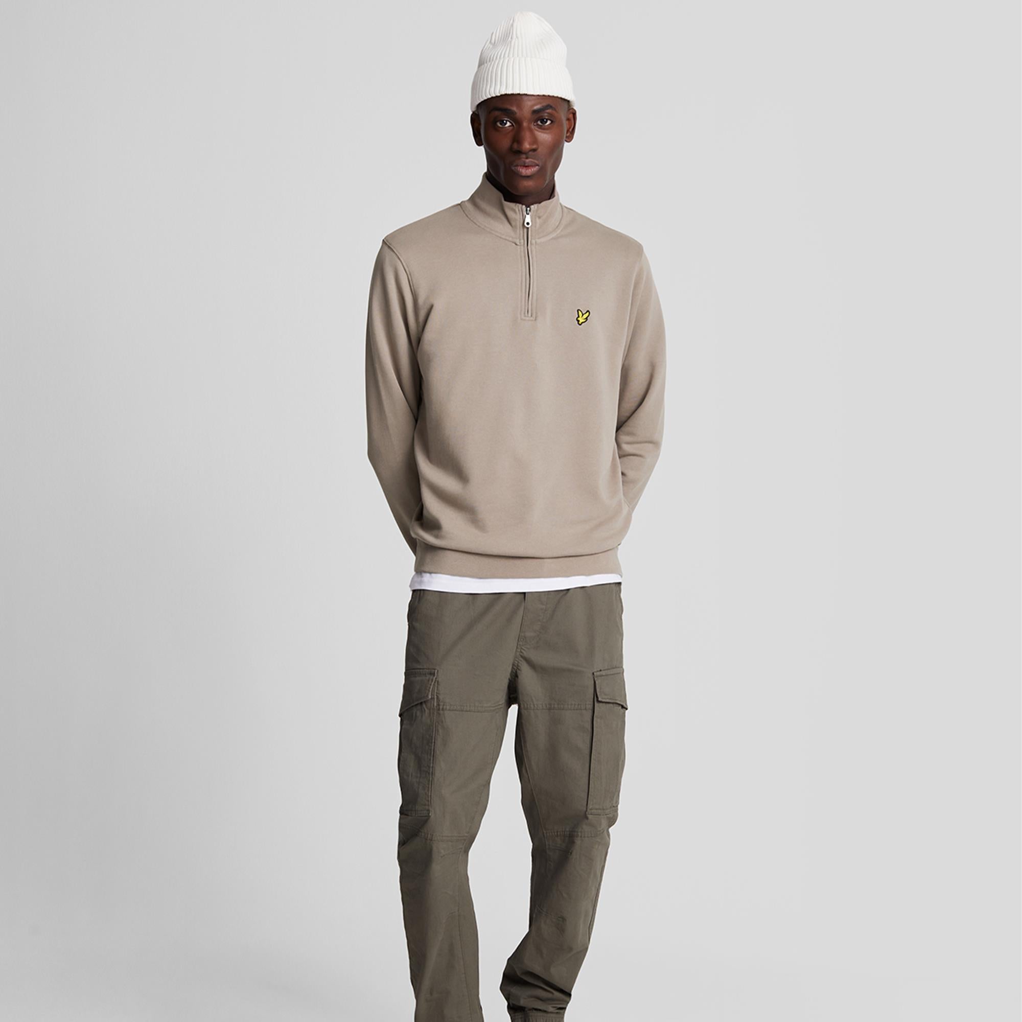 Lyle & Scott Cotton Merion Quarter Zip Jumper Cove