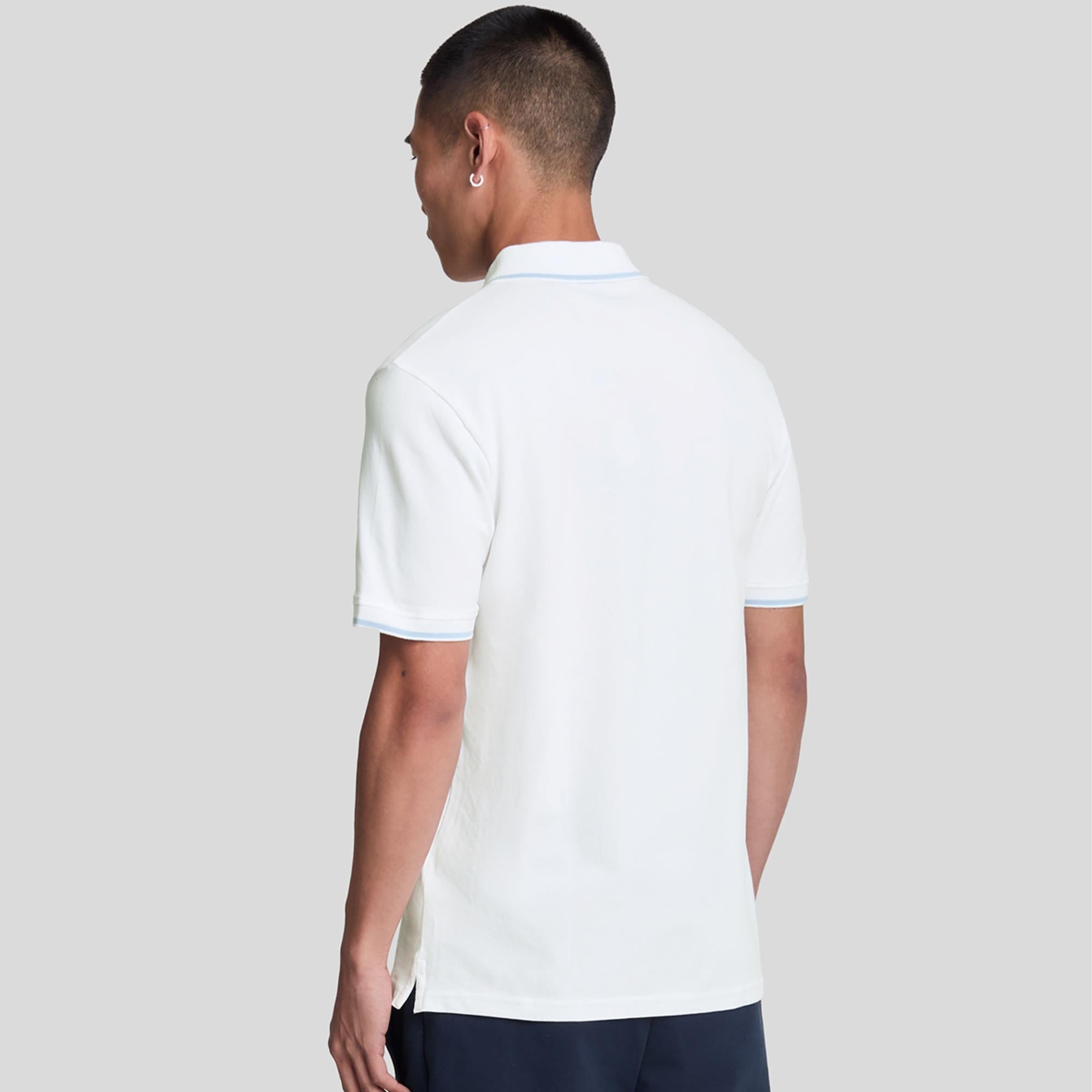 Lyle & Scott Tipped Mens Polo Shirt White/Light Blue