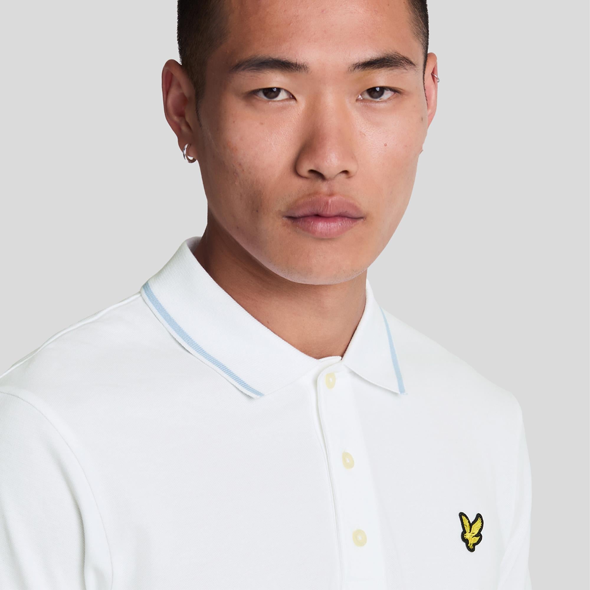 Lyle & Scott Tipped Mens Polo Shirt White/Light Blue