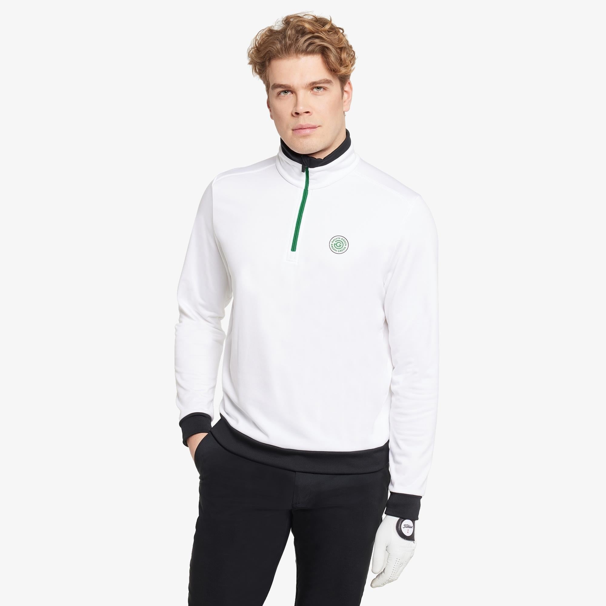 Galvin Green Dario Insula Mens Golf Mid Layer White/Golf Green
