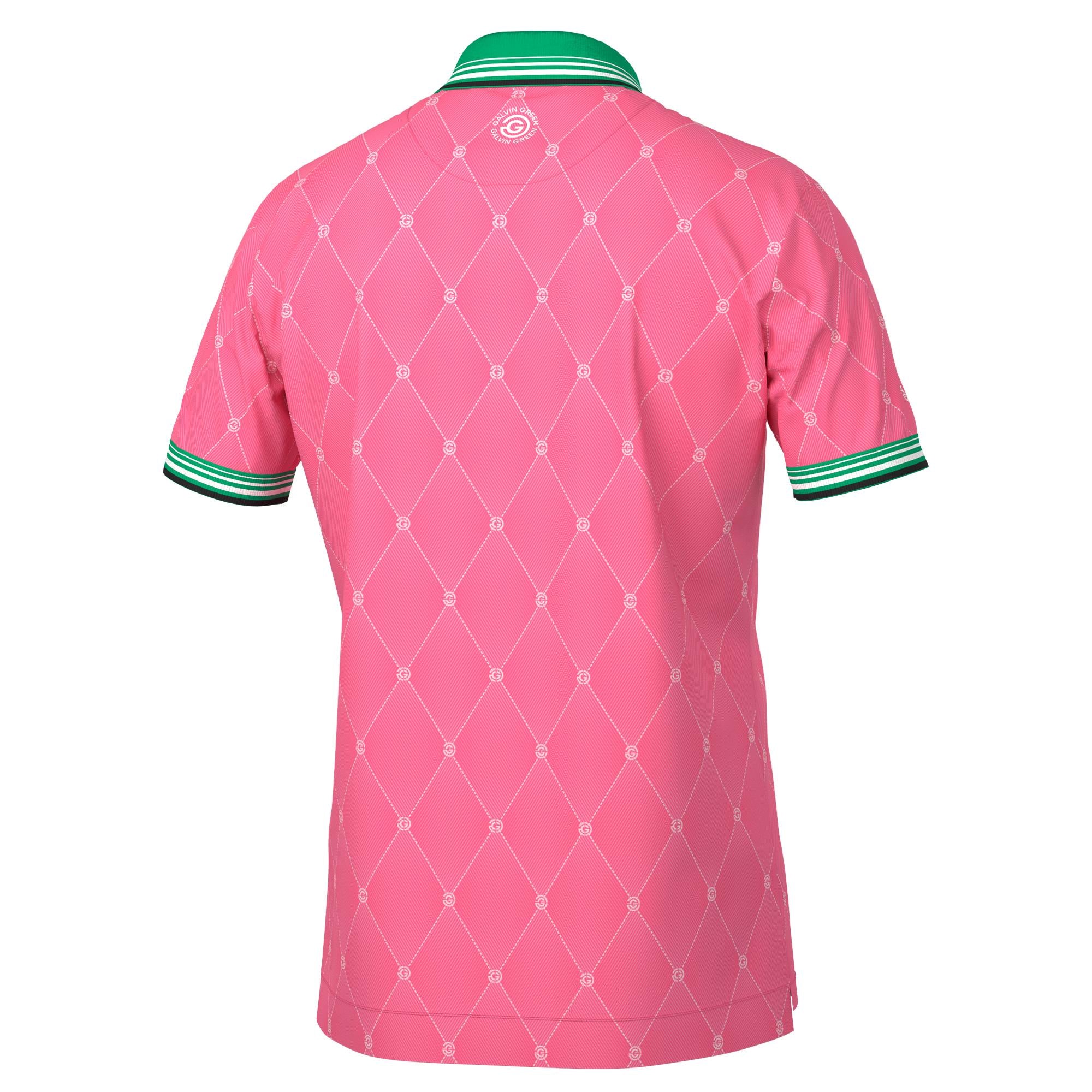 Galvin Green Miguel Ventil8+ Mens Golf Polo Shirt Pink/Golf Green