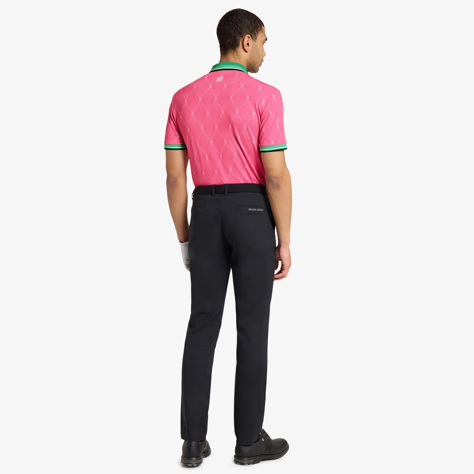 Galvin Green Miguel Ventil8+ Mens Golf Polo Shirt Pink/Golf Green
