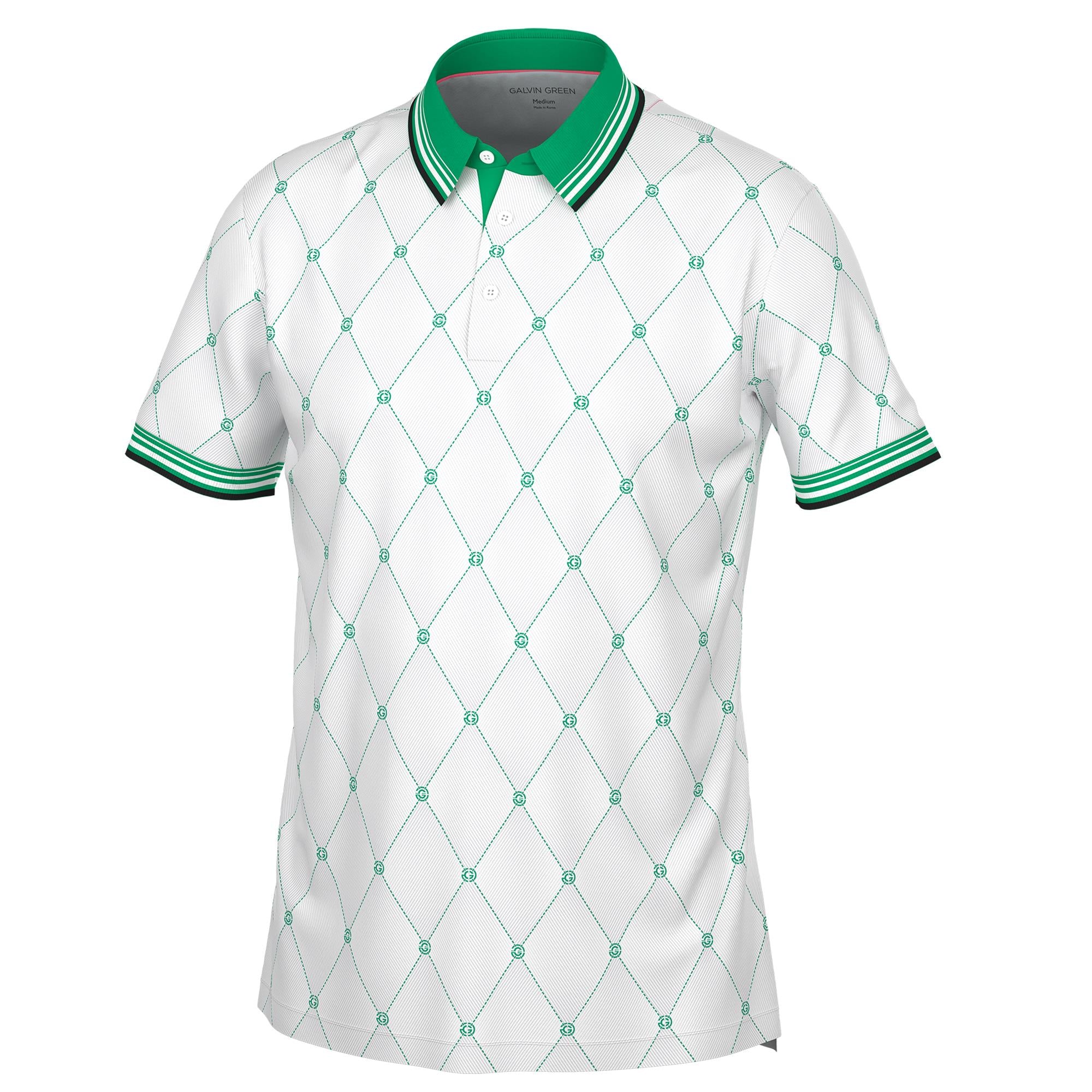 Galvin Green Miguel Ventil8+ Mens Golf Polo Shirt White/Golf Green