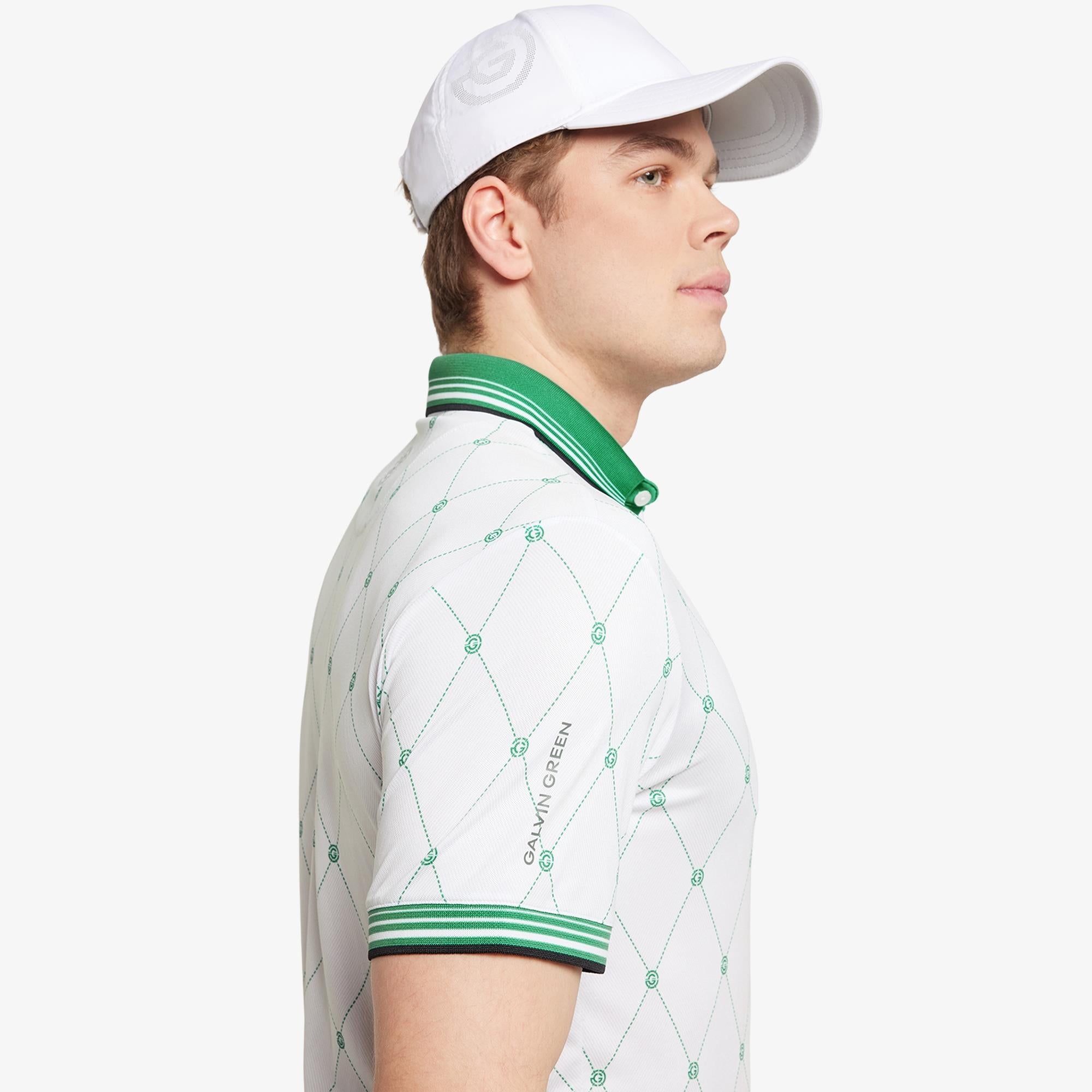 Galvin Green Miguel Ventil8+ Mens Golf Polo Shirt White/Golf Green