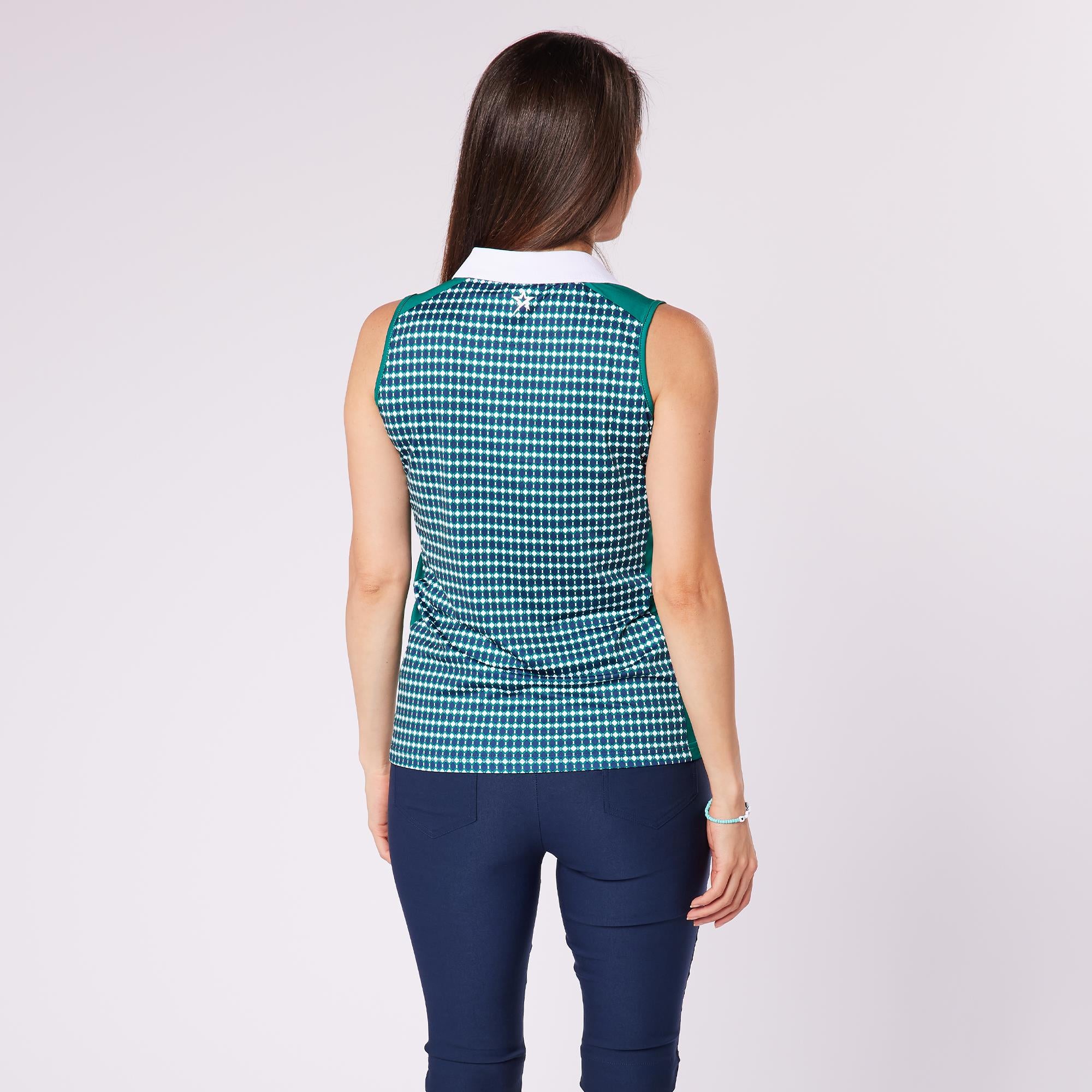 Swing Out Sister Beth Pattern Ladies Golf Polo Shirt Aquatic Awe