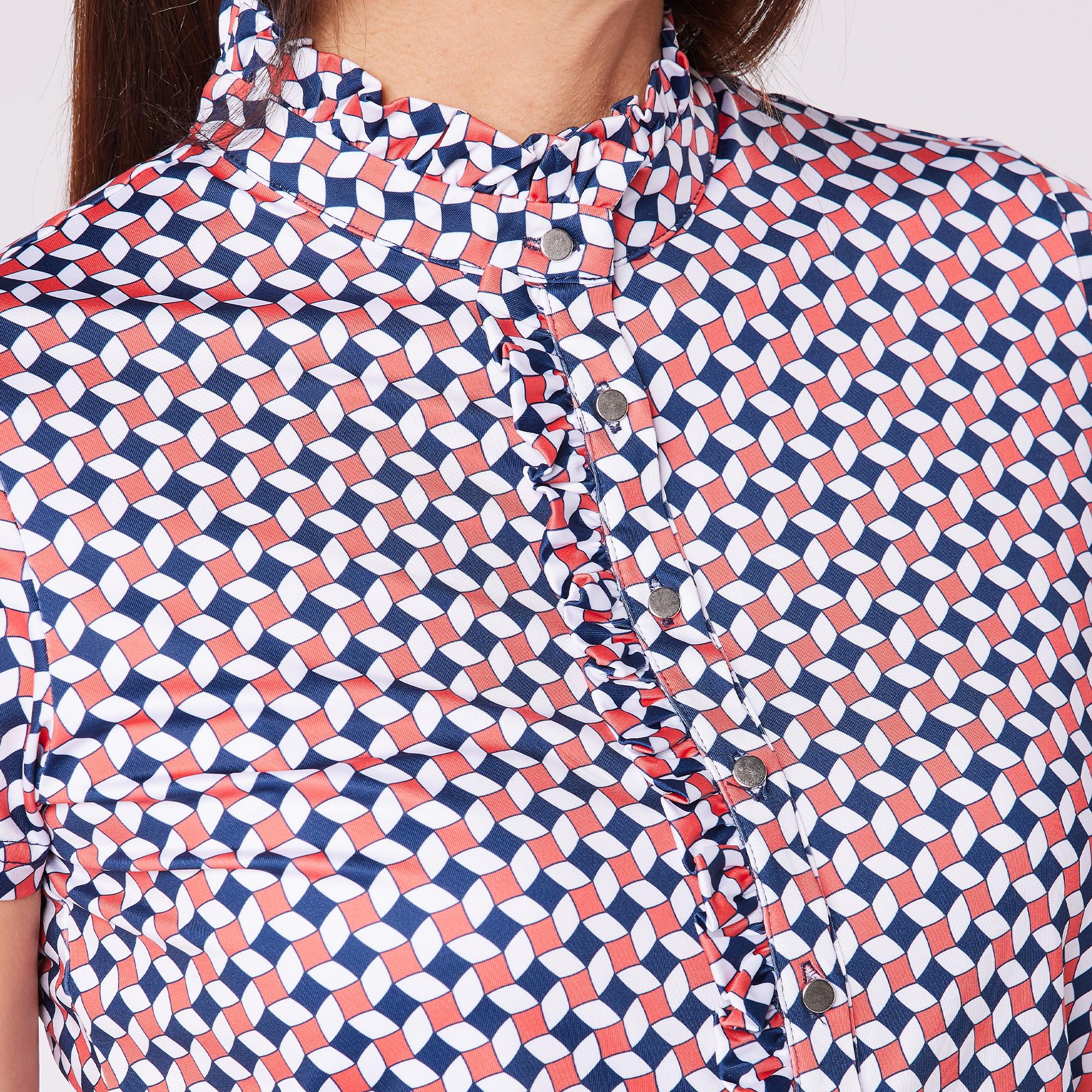 Swing Out Sister Leona Pattern Frill Ladies Golf Polo Shirt Jumping Beans