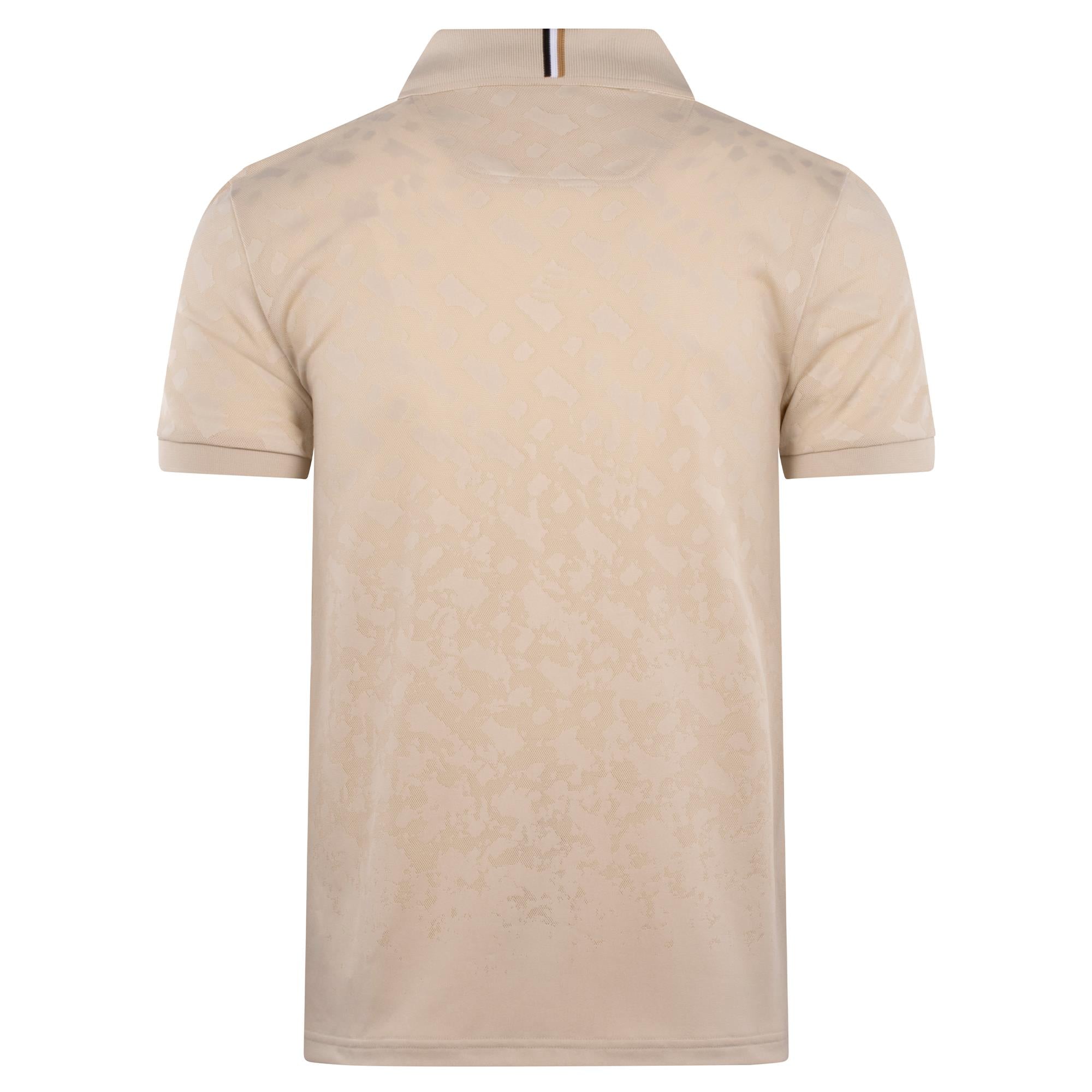 Boss Paddy Philix TOC Jaquard Mens Polo Shirt Open Beige