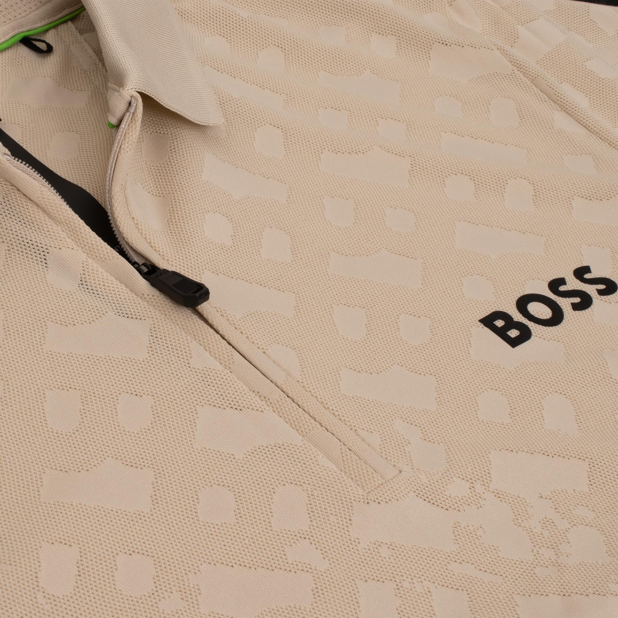 Boss Paddy Philix TOC Jaquard Mens Polo Shirt Open Beige