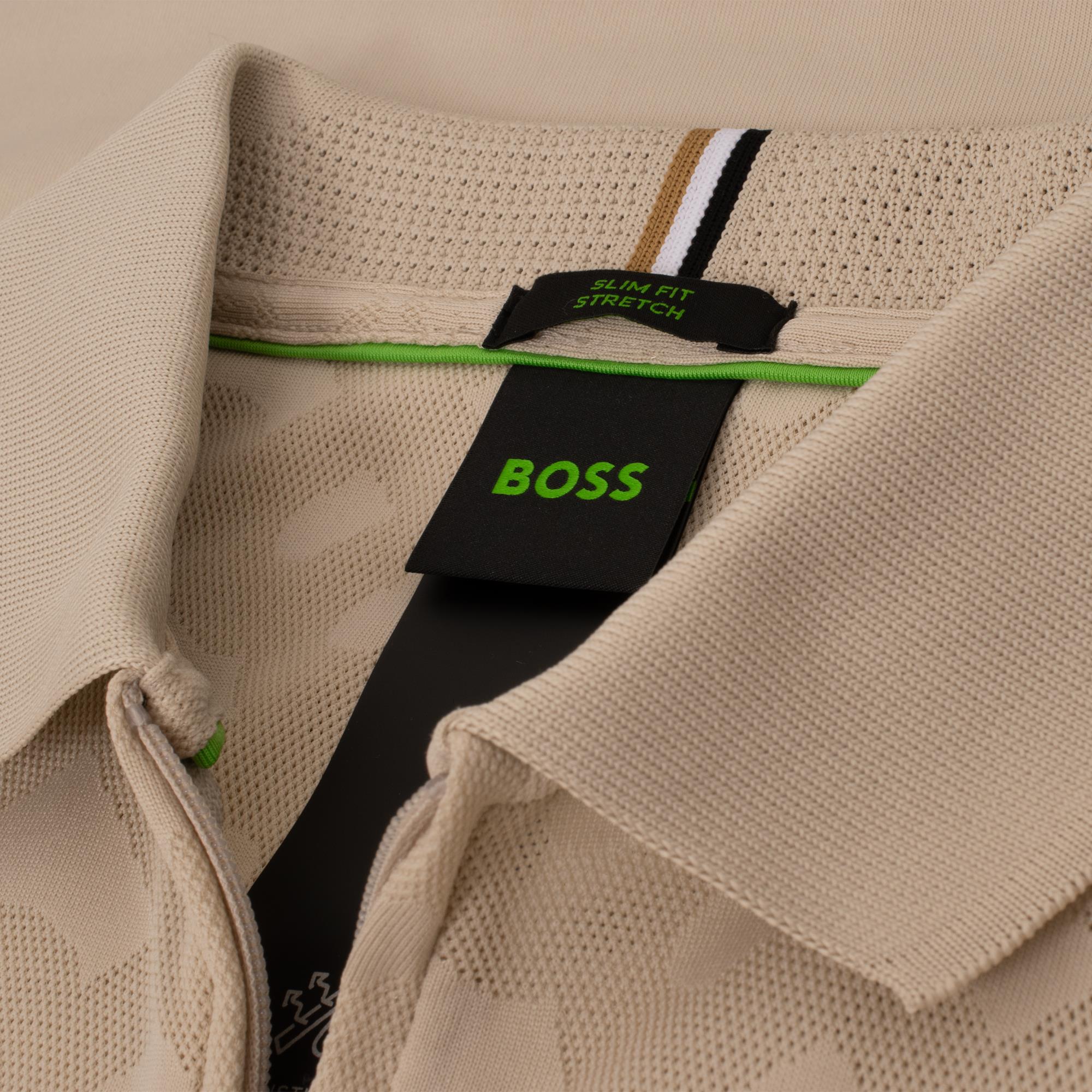 Boss Paddy Philix TOC Jaquard Mens Polo Shirt Open Beige