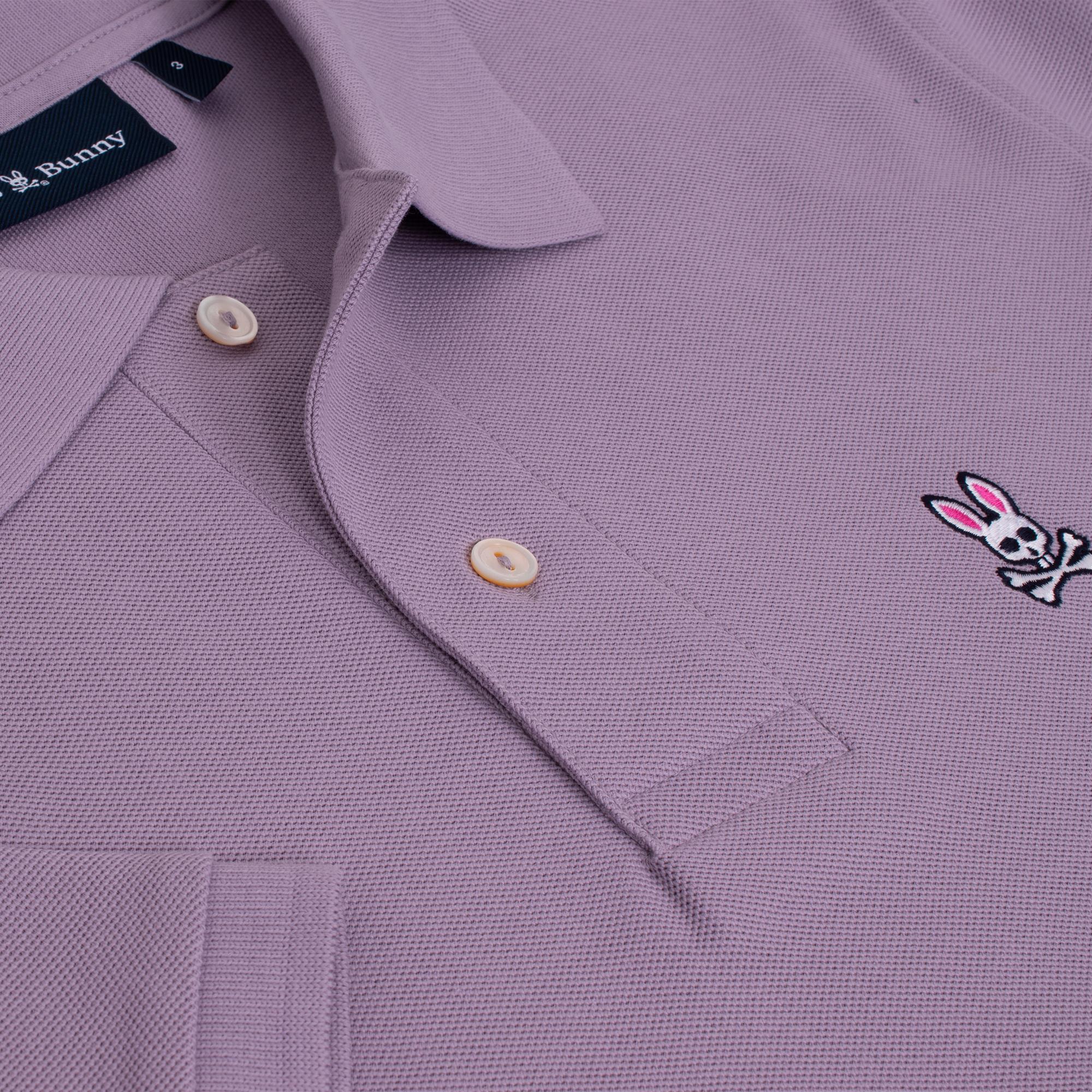 Psycho Bunny Classic Pique Polo Shirt Lavender Grey