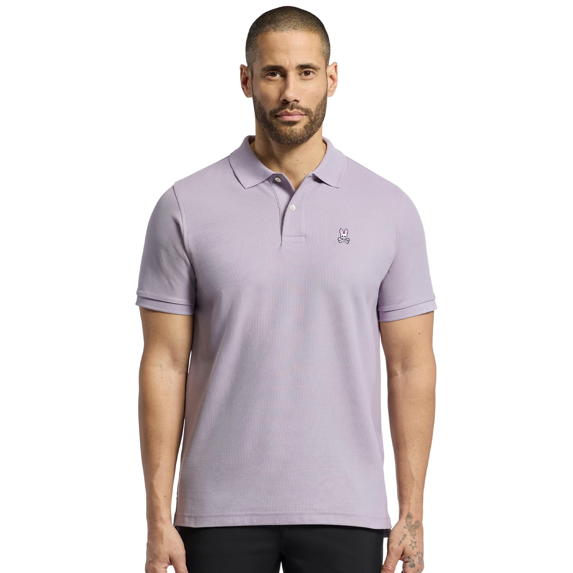 Psycho Bunny Classic Pique Polo Shirt Lavender Grey