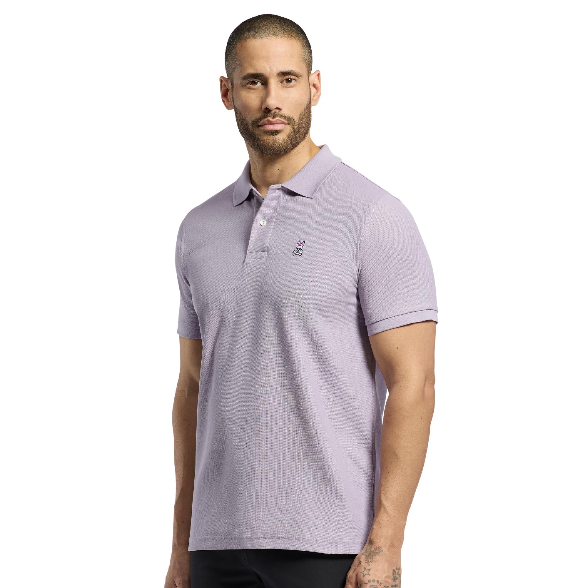 Psycho Bunny Classic Pique Polo Shirt Lavender Grey