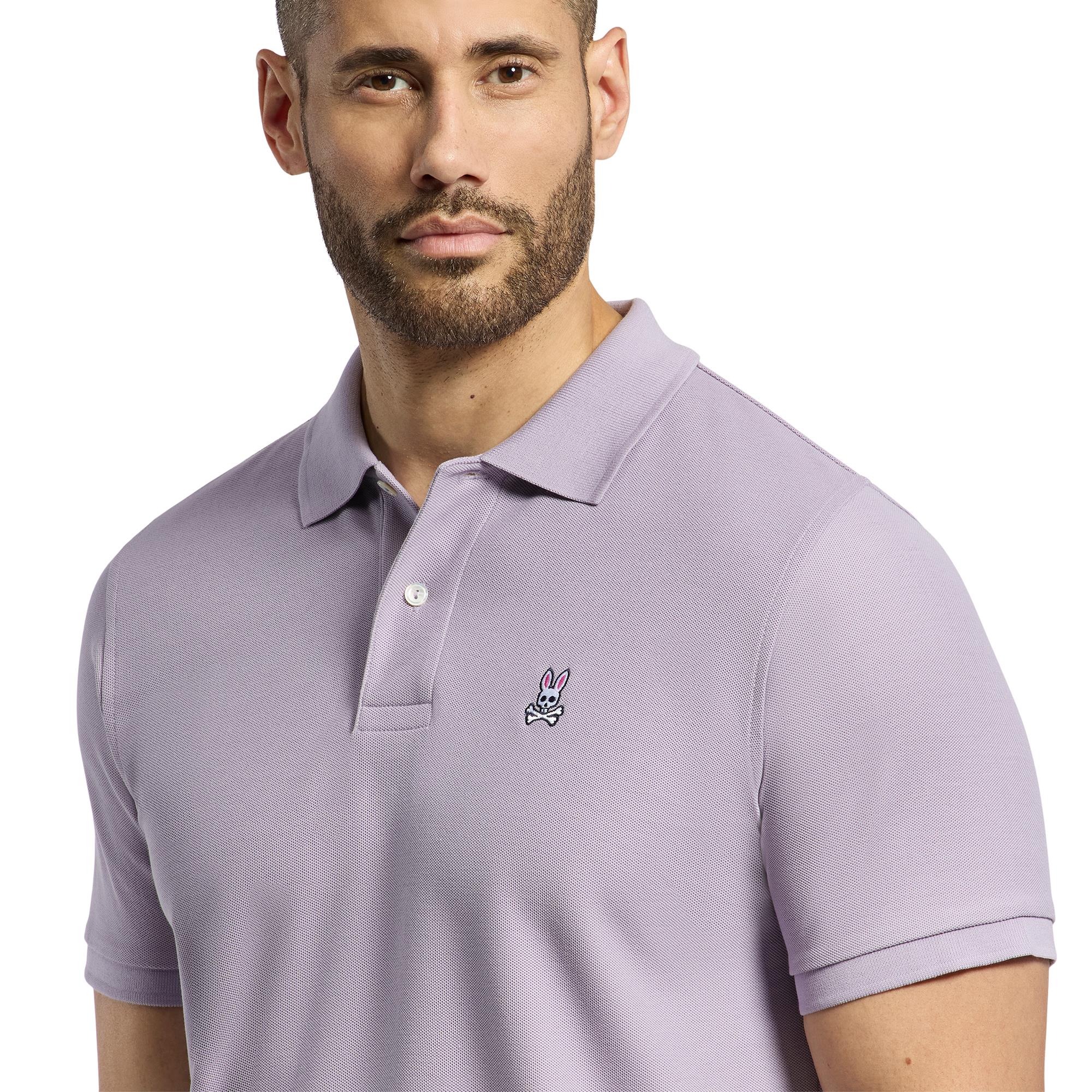 Psycho Bunny Classic Pique Polo Shirt Lavender Grey