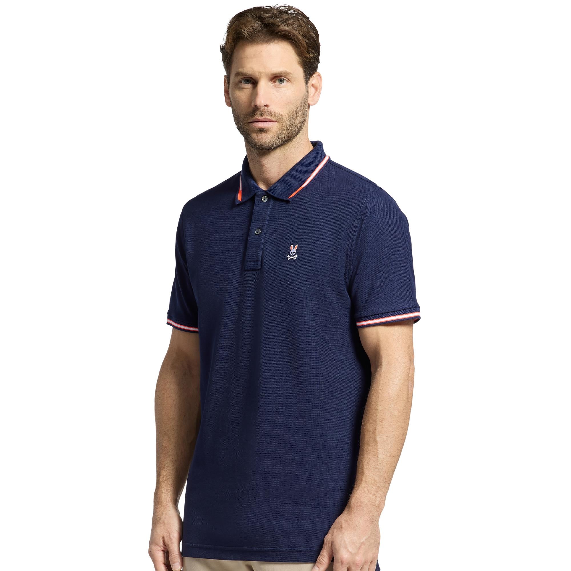 Psycho Bunny Stirling Pique Polo Shirt Evening Blue