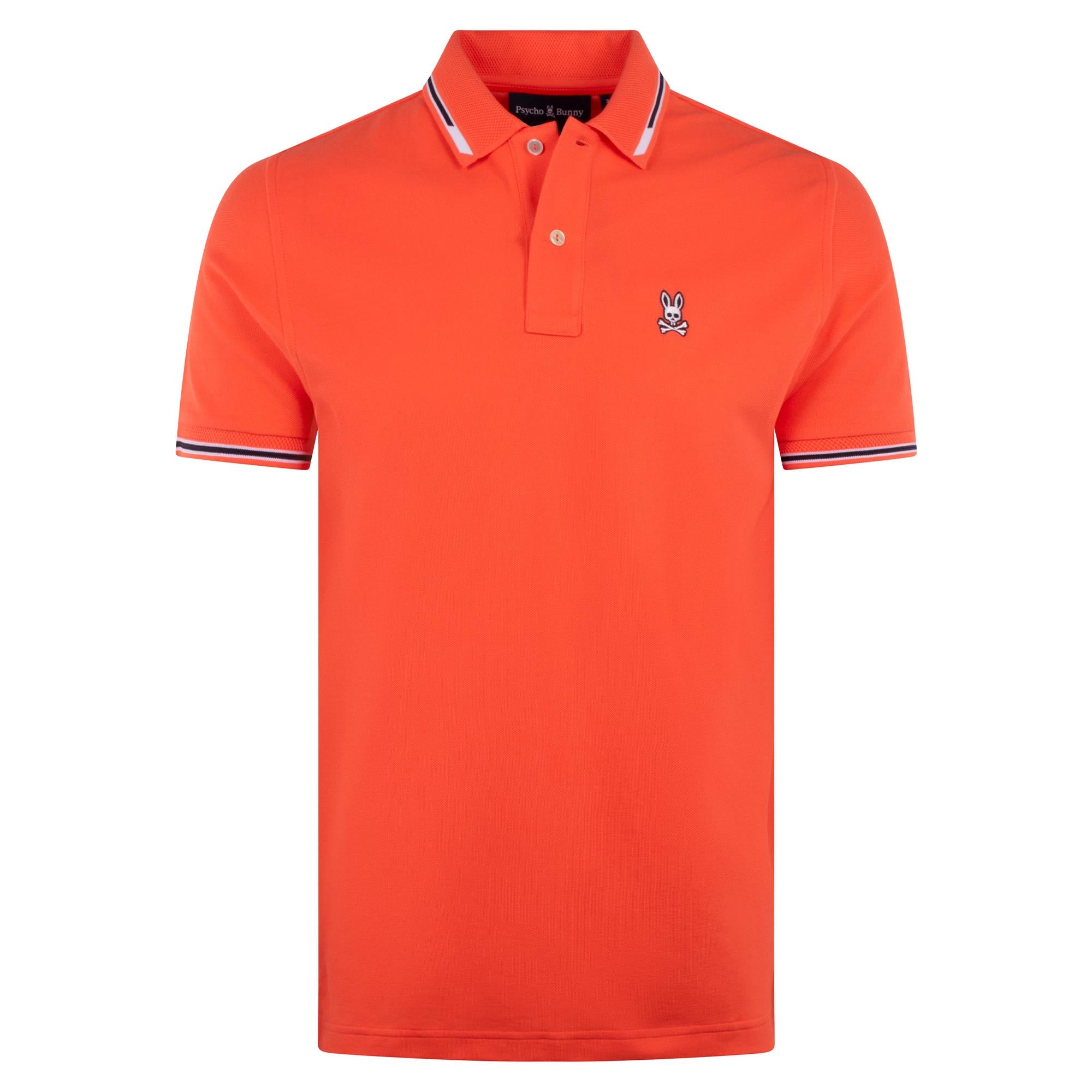 Psycho Bunny Stirling Pique Polo Shirt Hot Coral