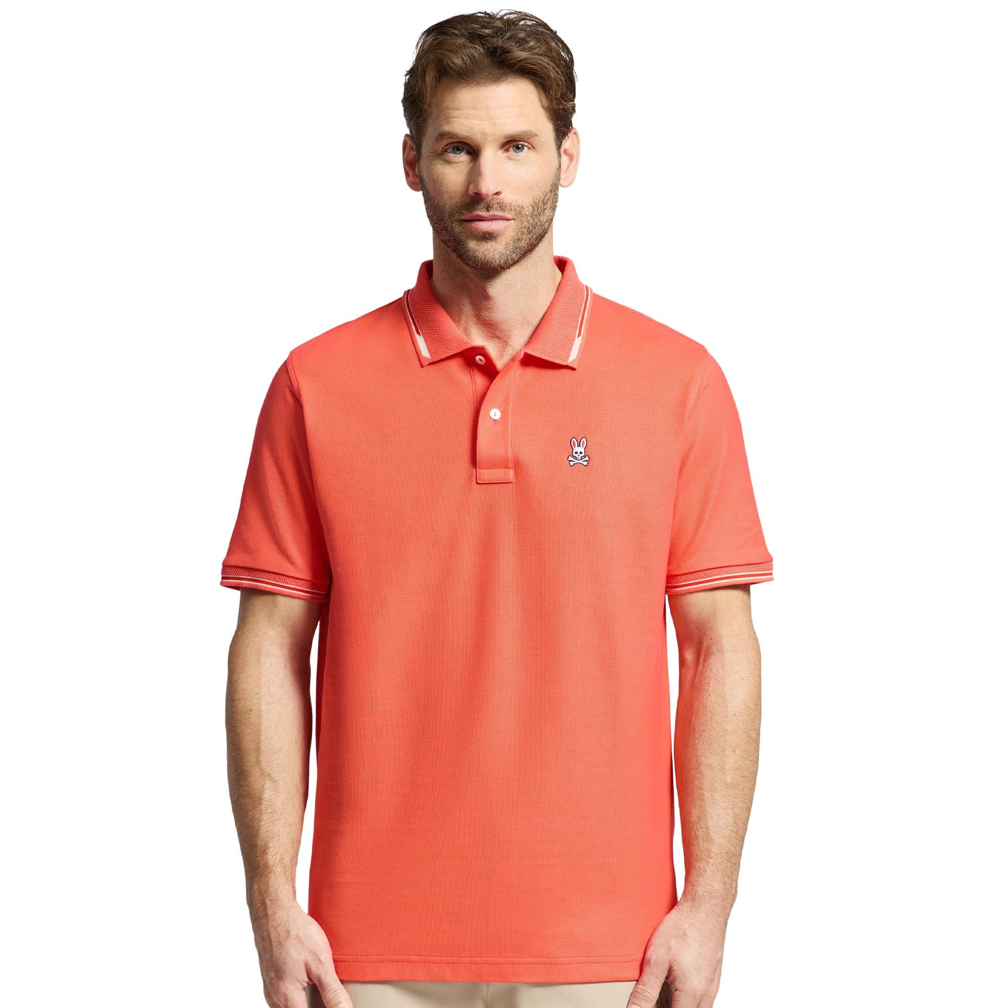 Psycho Bunny Stirling Pique Polo Shirt Hot Coral