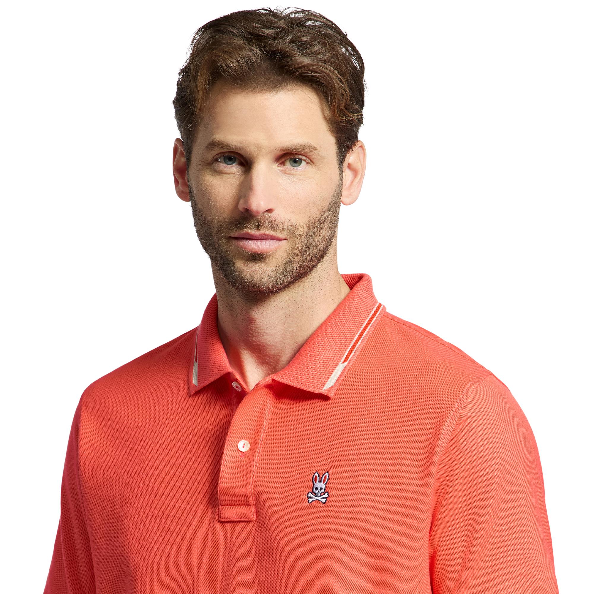 Psycho Bunny Stirling Pique Polo Shirt Hot Coral