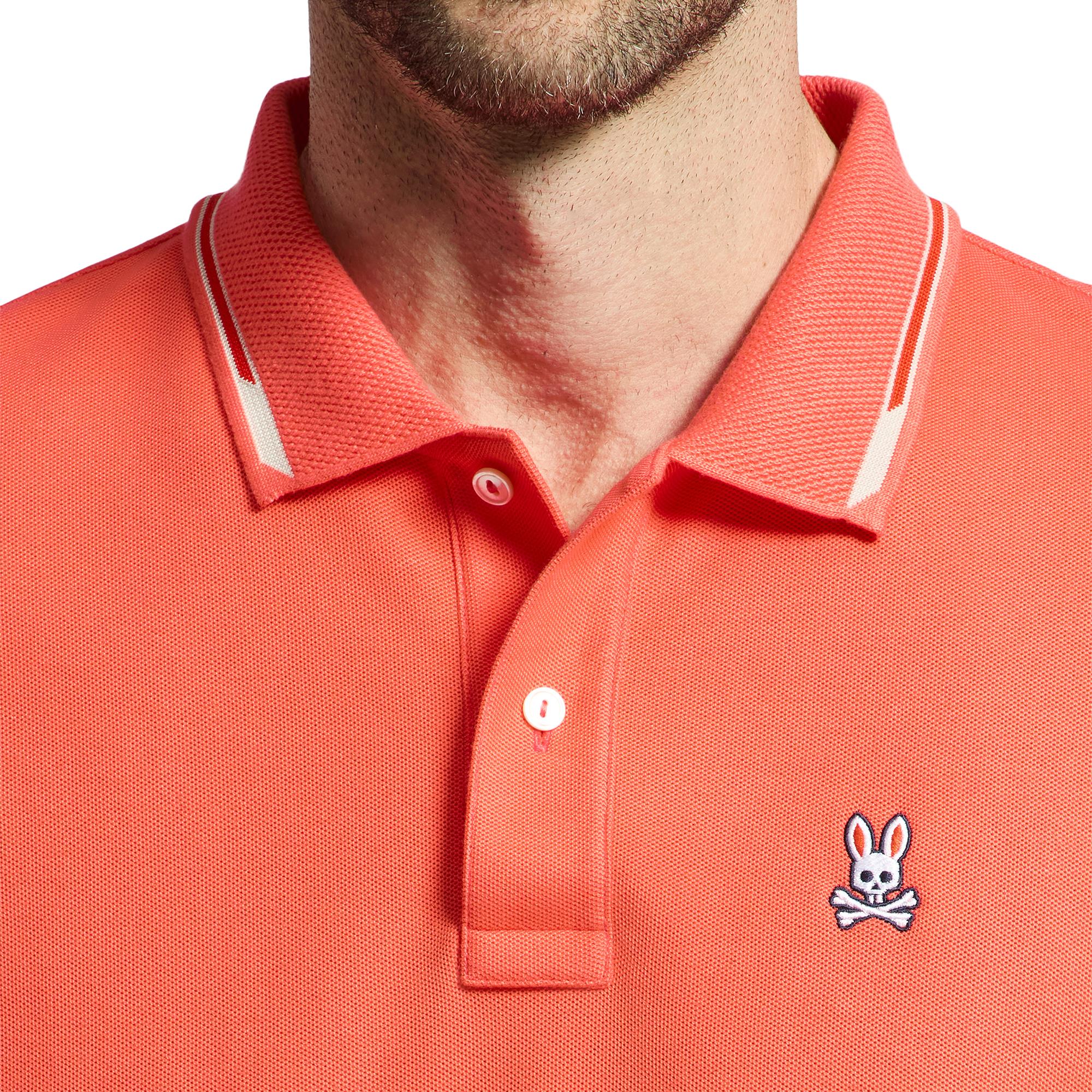 Psycho Bunny Stirling Pique Polo Shirt Hot Coral