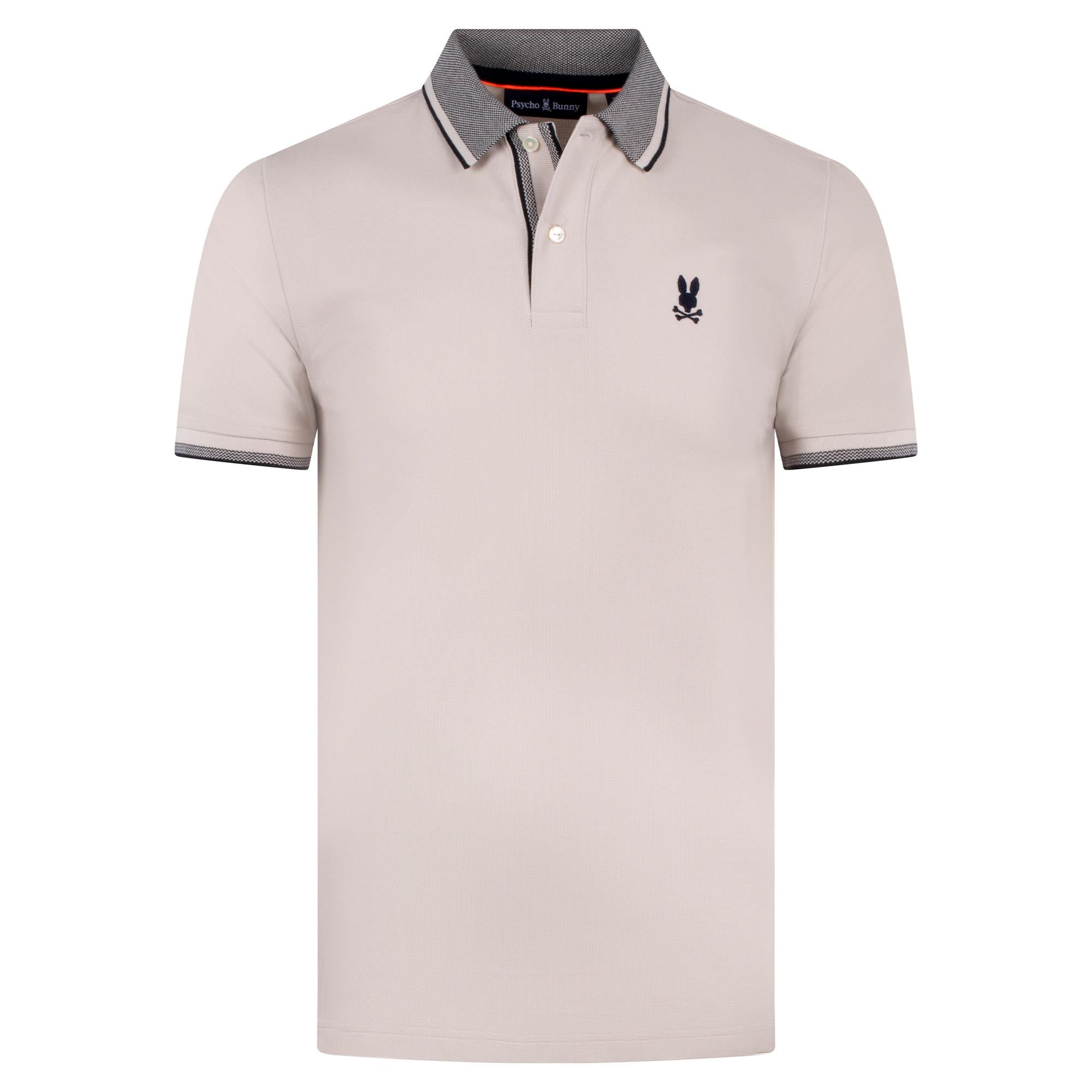 Psycho Bunny Evandale Oxford Collar Pique Polo Shirt Natural Linen