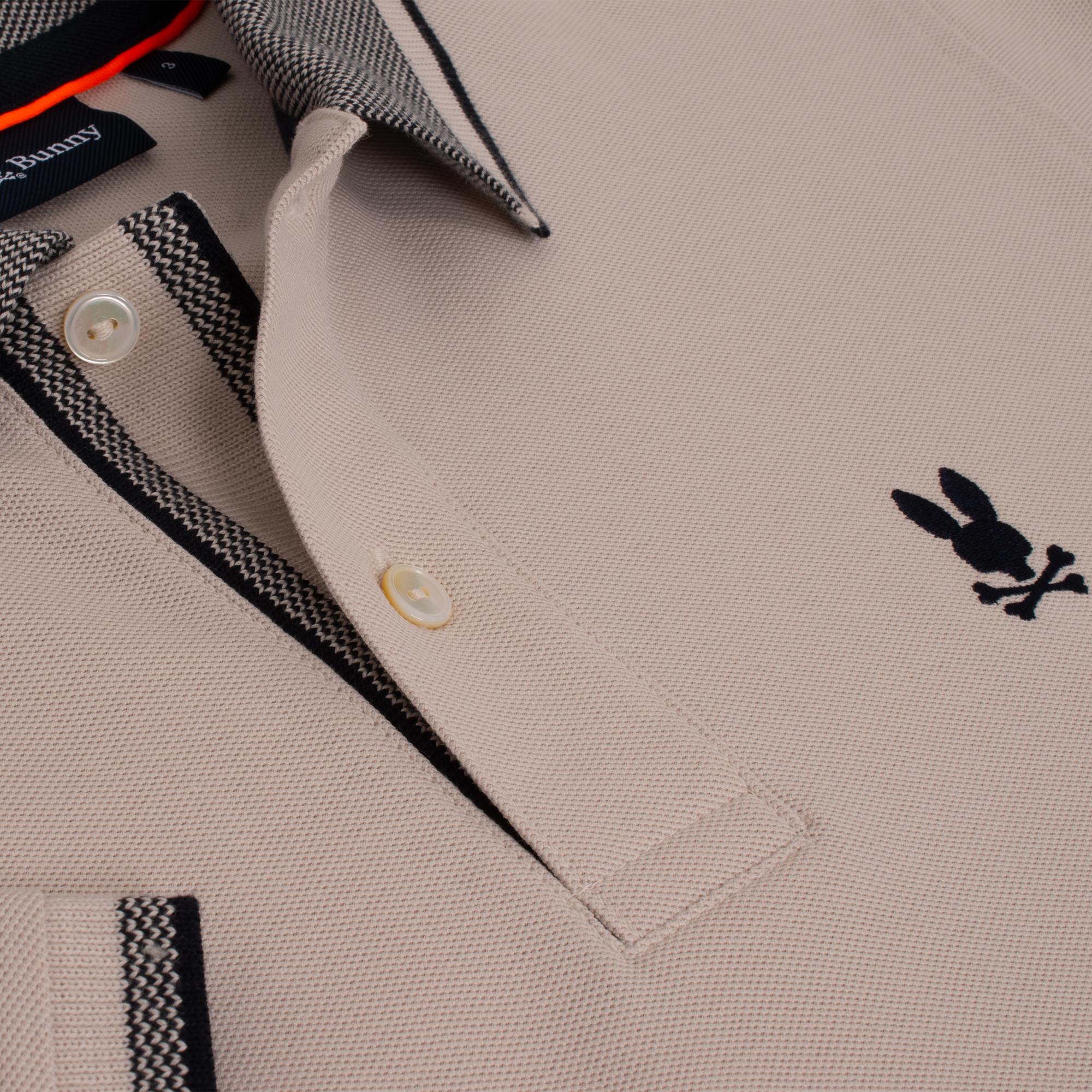 Psycho Bunny Evandale Oxford Collar Pique Polo Shirt Natural Linen