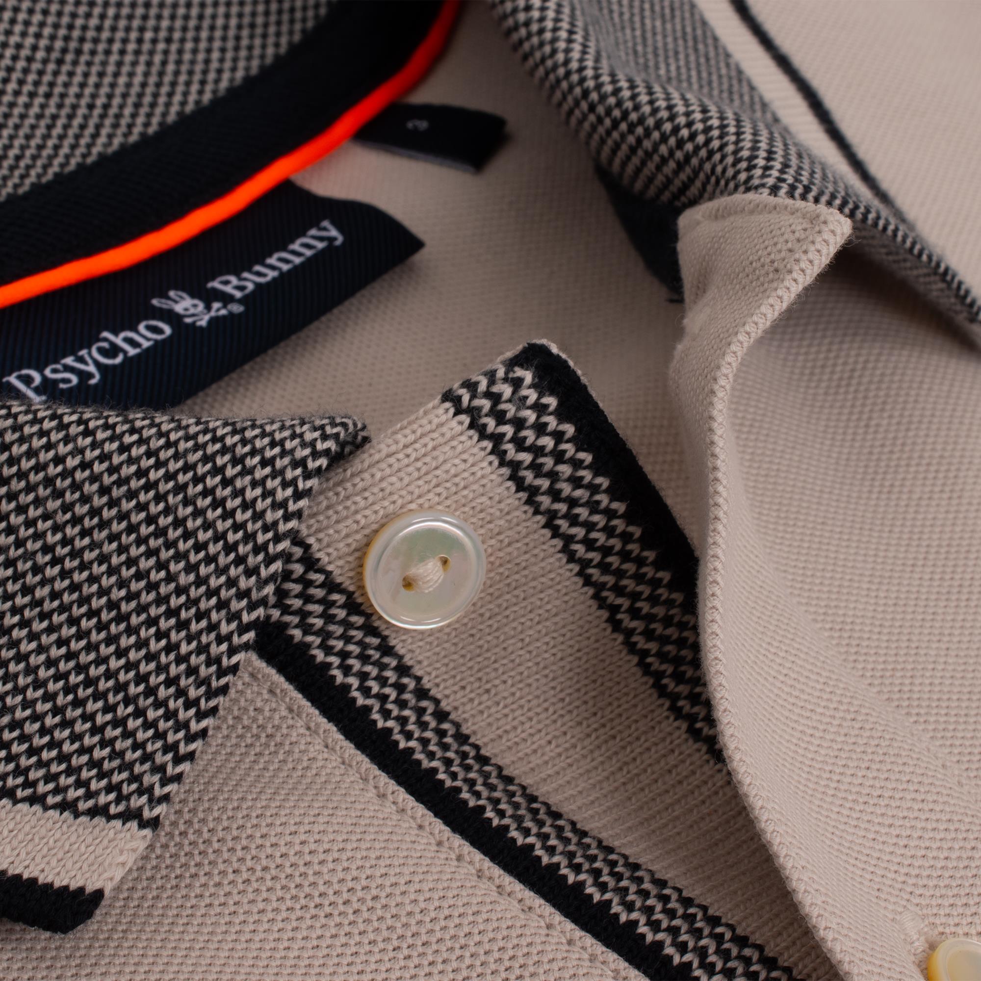 Psycho Bunny Evandale Oxford Collar Pique Polo Shirt Natural Linen