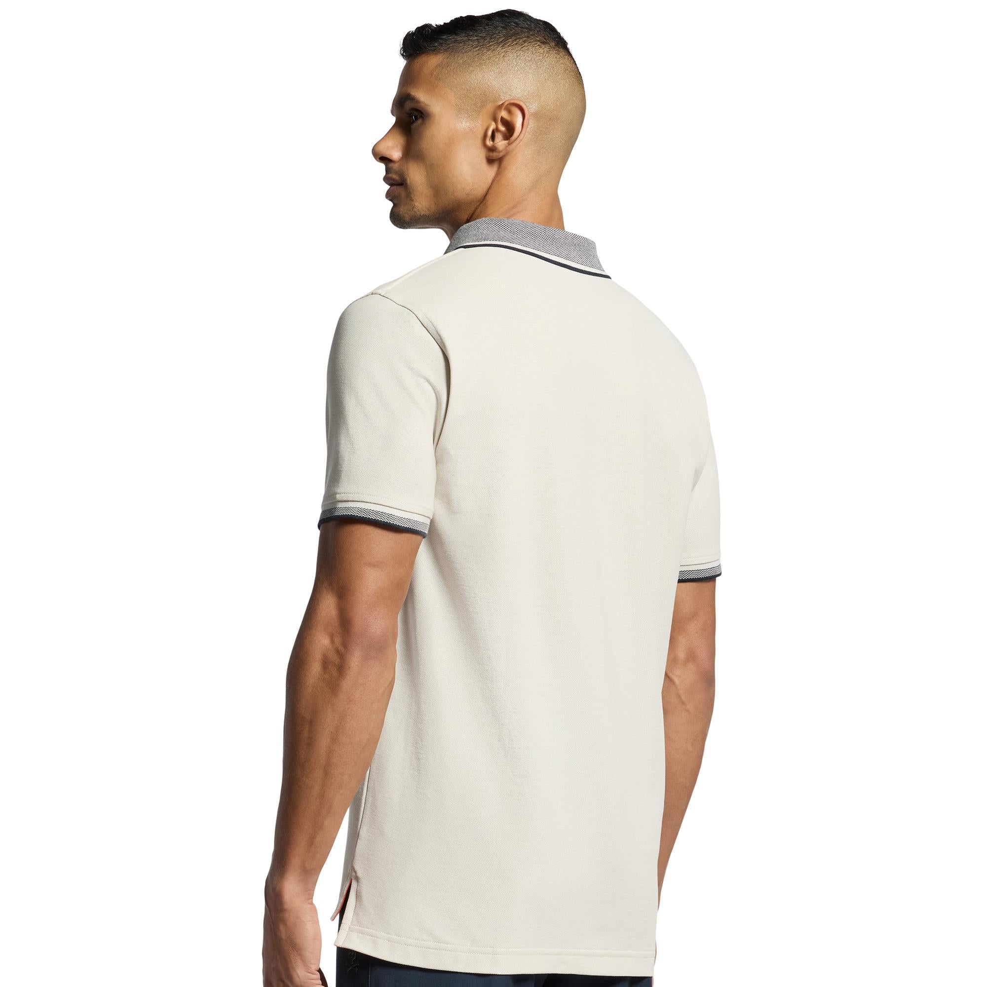 Psycho Bunny Evandale Oxford Collar Pique Polo Shirt Natural Linen
