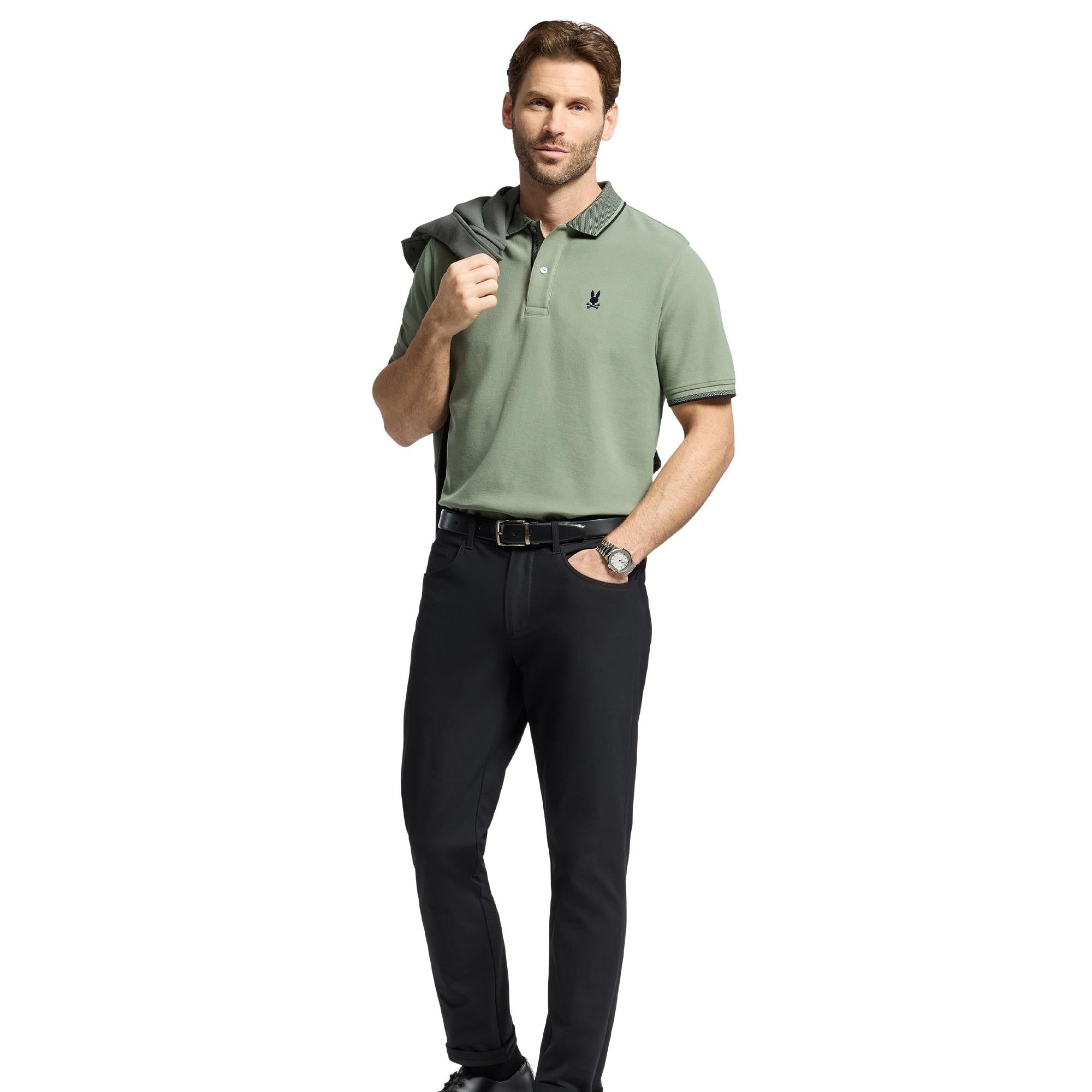 Psycho Bunny Evandale Oxford Collar Pique Polo Shirt Sea Spray