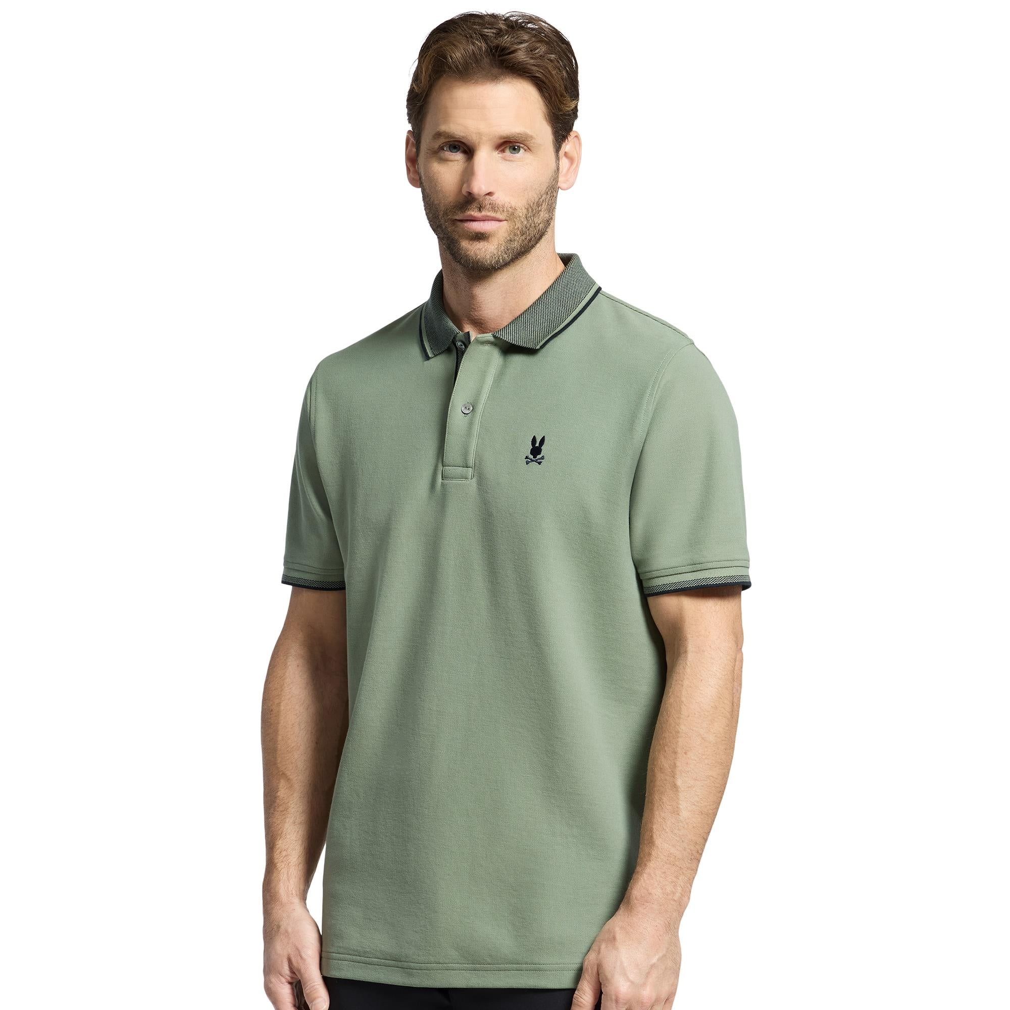 Psycho Bunny Evandale Oxford Collar Pique Polo Shirt Sea Spray