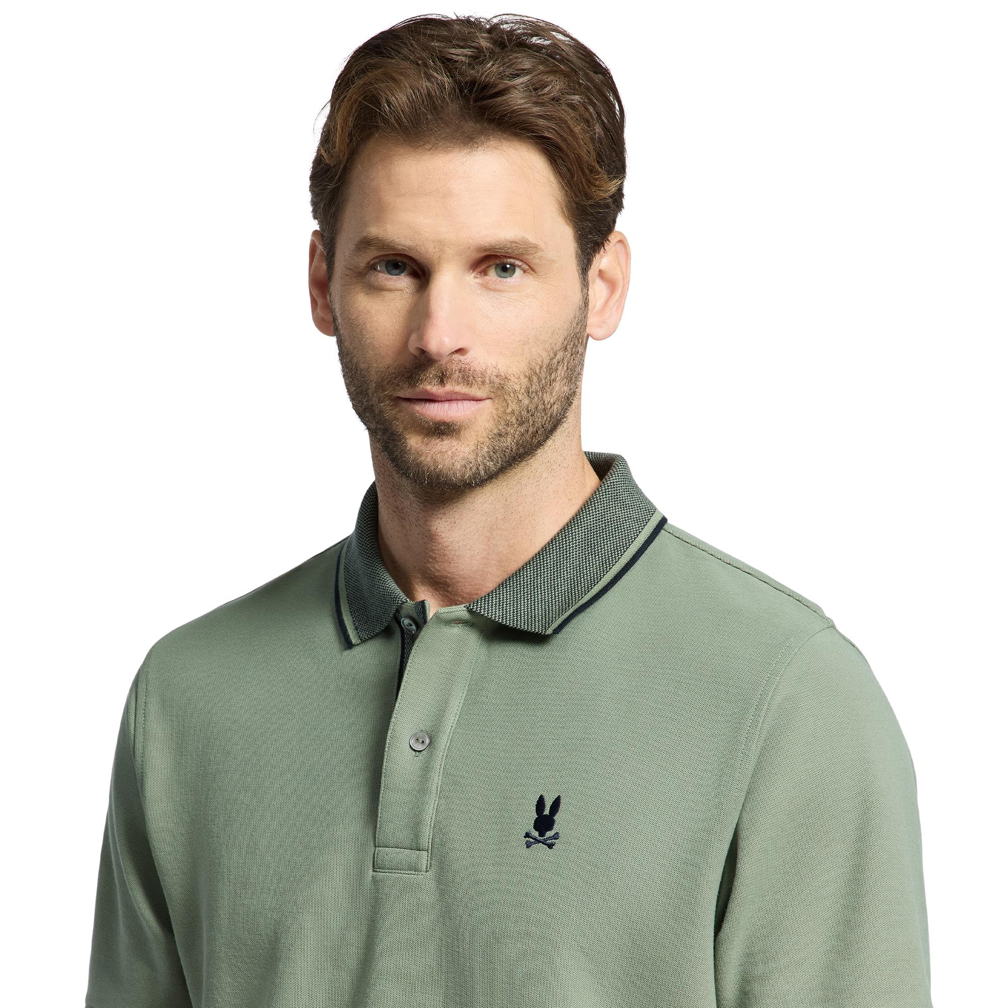 Psycho Bunny Evandale Oxford Collar Pique Polo Shirt Sea Spray