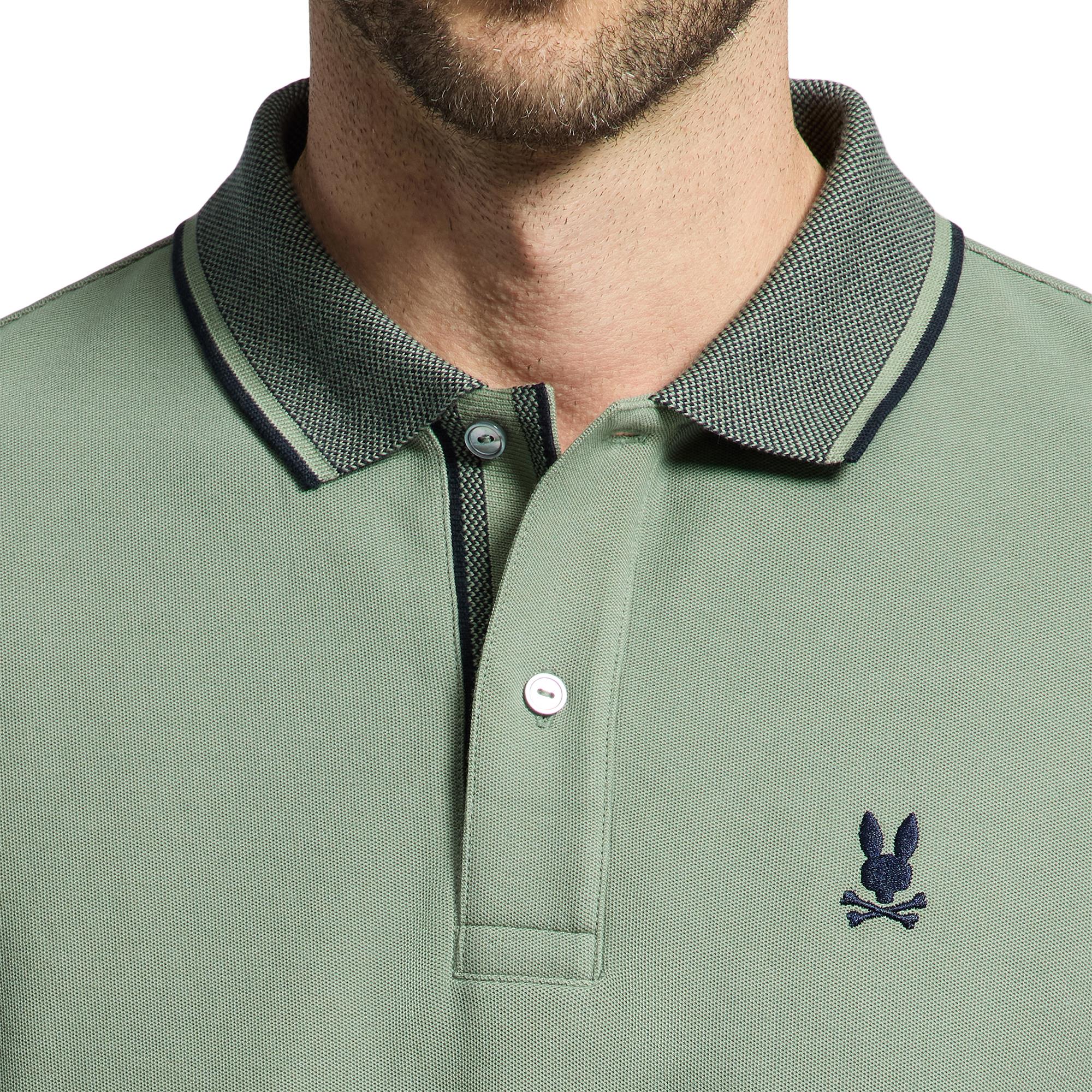 Psycho Bunny Evandale Oxford Collar Pique Polo Shirt Sea Spray