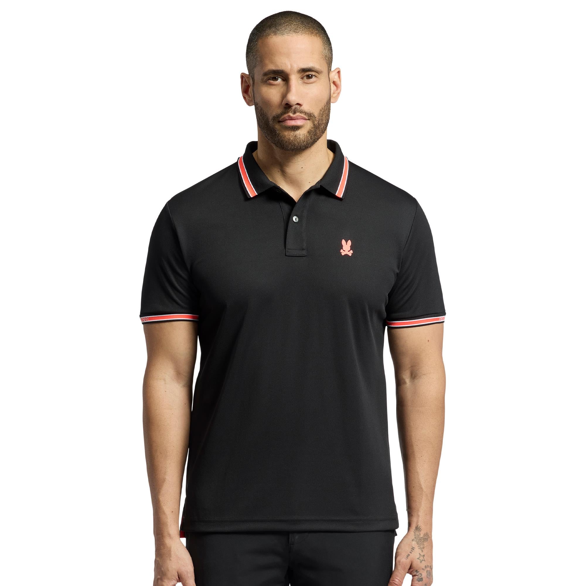 Psycho Bunny Forrest Sport Pique Polo Shirt Black