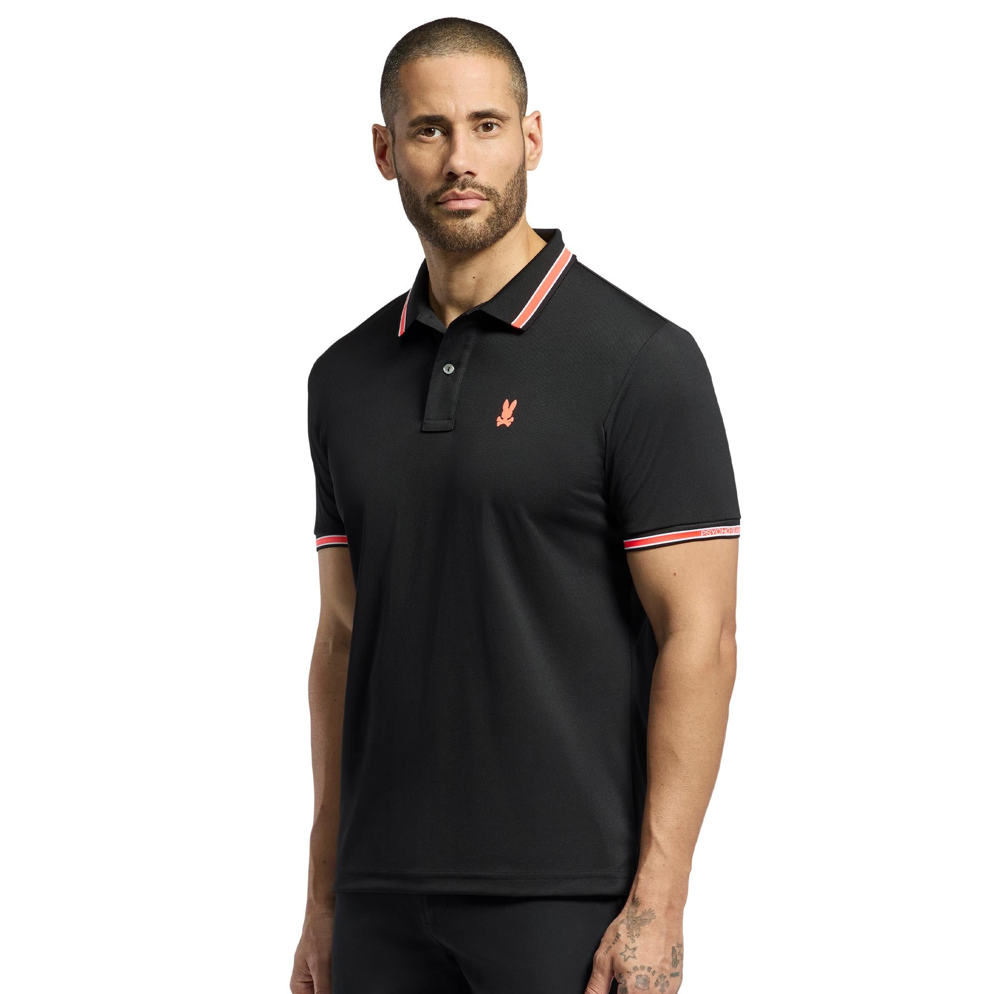 Psycho Bunny Forrest Sport Pique Polo Shirt Black